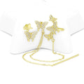 Gold Butterfly Dangling Chain Link Stud Earrings, Sku#LK851