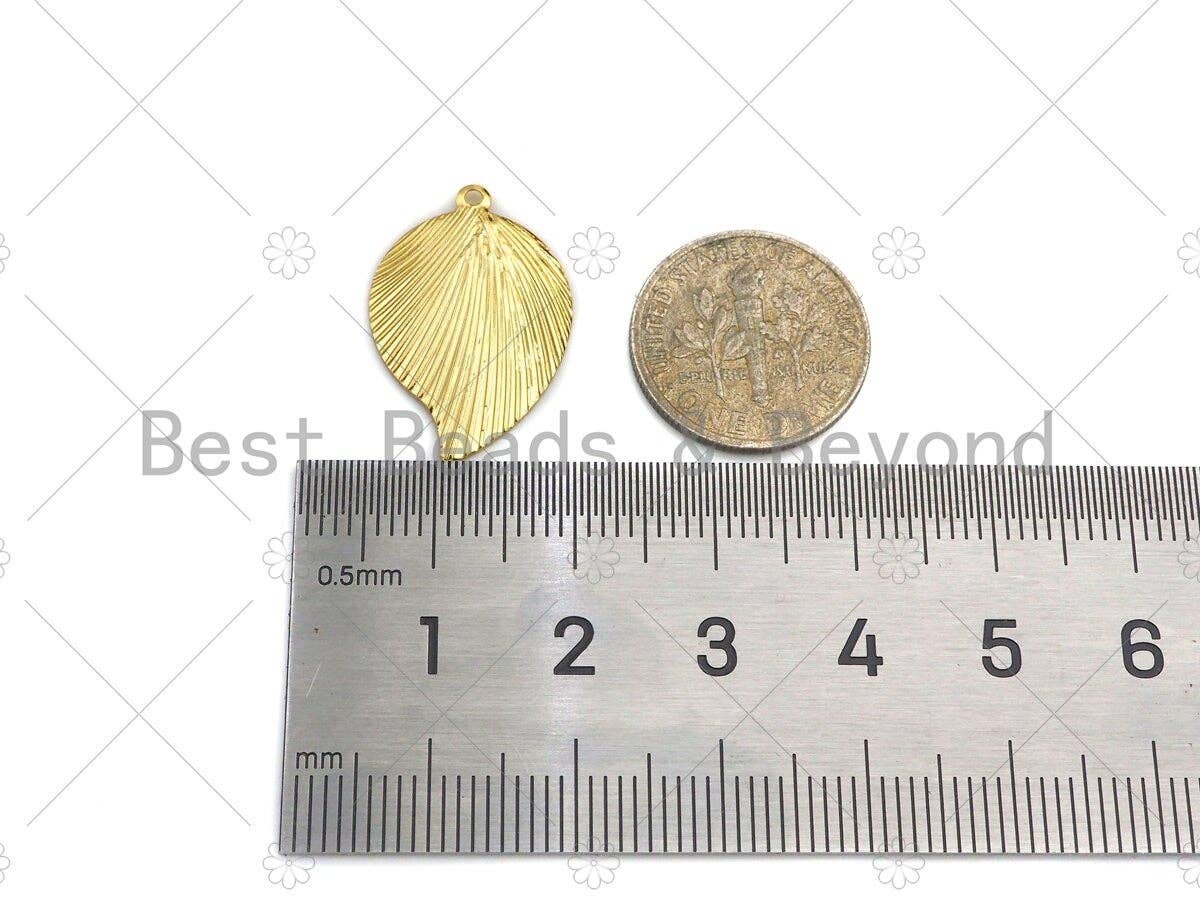 Brushed Gold Leaf Shape Charm/Pendant,  Thin Leaf Shape Charm, Gold Pendant, Gold plated charm, 15x23mm, Sku#Y326