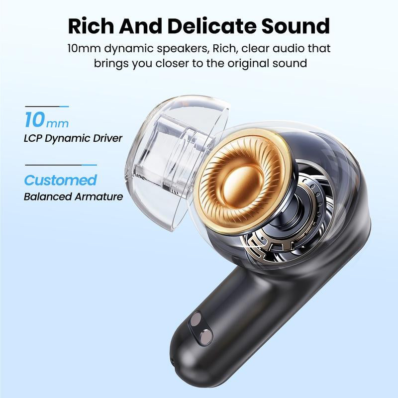 Siawag 2026 New Wireless Bluetooth Earbuds, 12.4 Mm Custom Dynamic Driver, 42 Db Active Noise Cancellation, 4 HD Mics with Clear Voice Technology