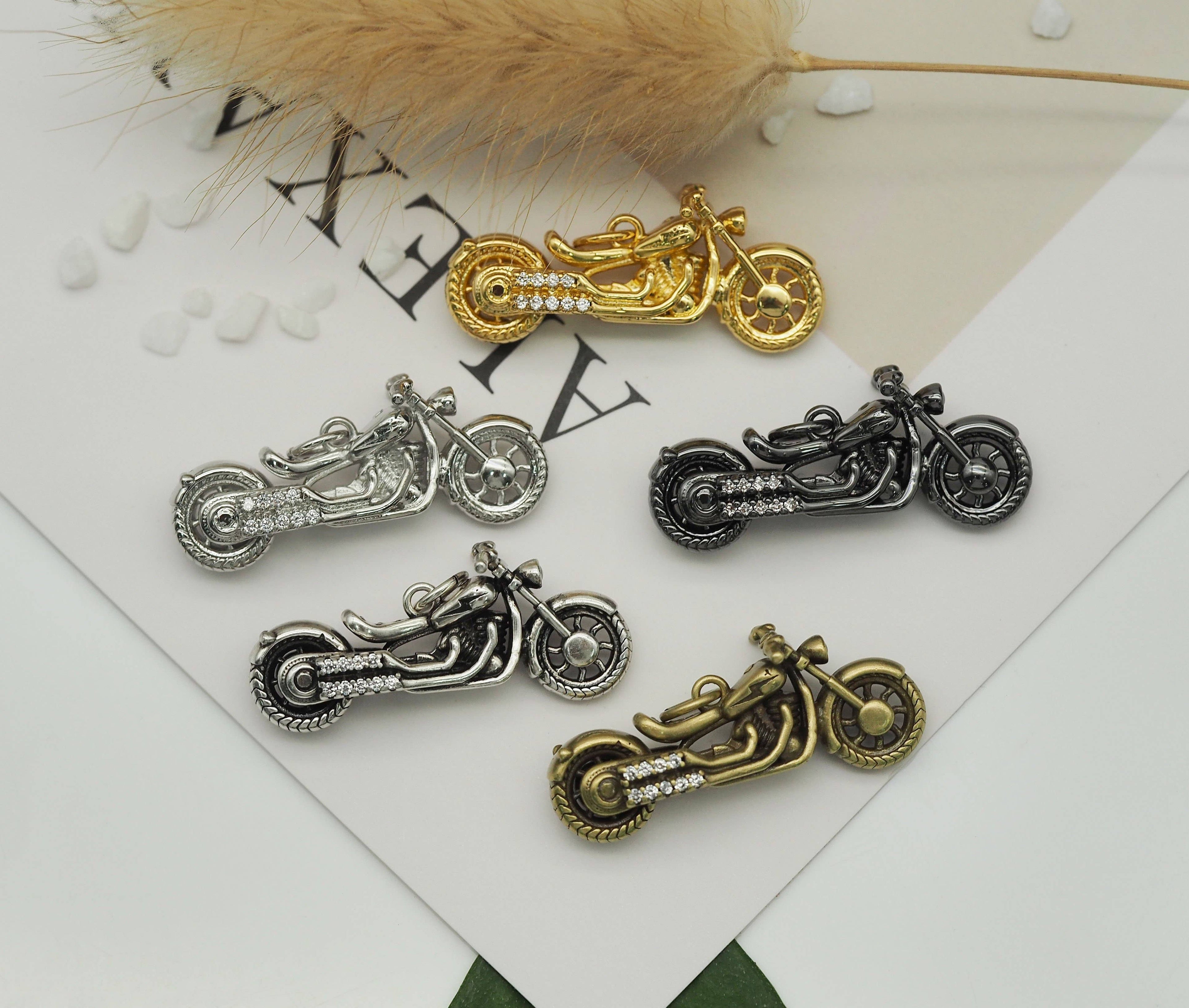 CZ Motorcycle Charm, Sku#Y673