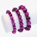 Fuchsia Tiger Eye Round Faceted Stretchy Bracelet, Sku#EF390