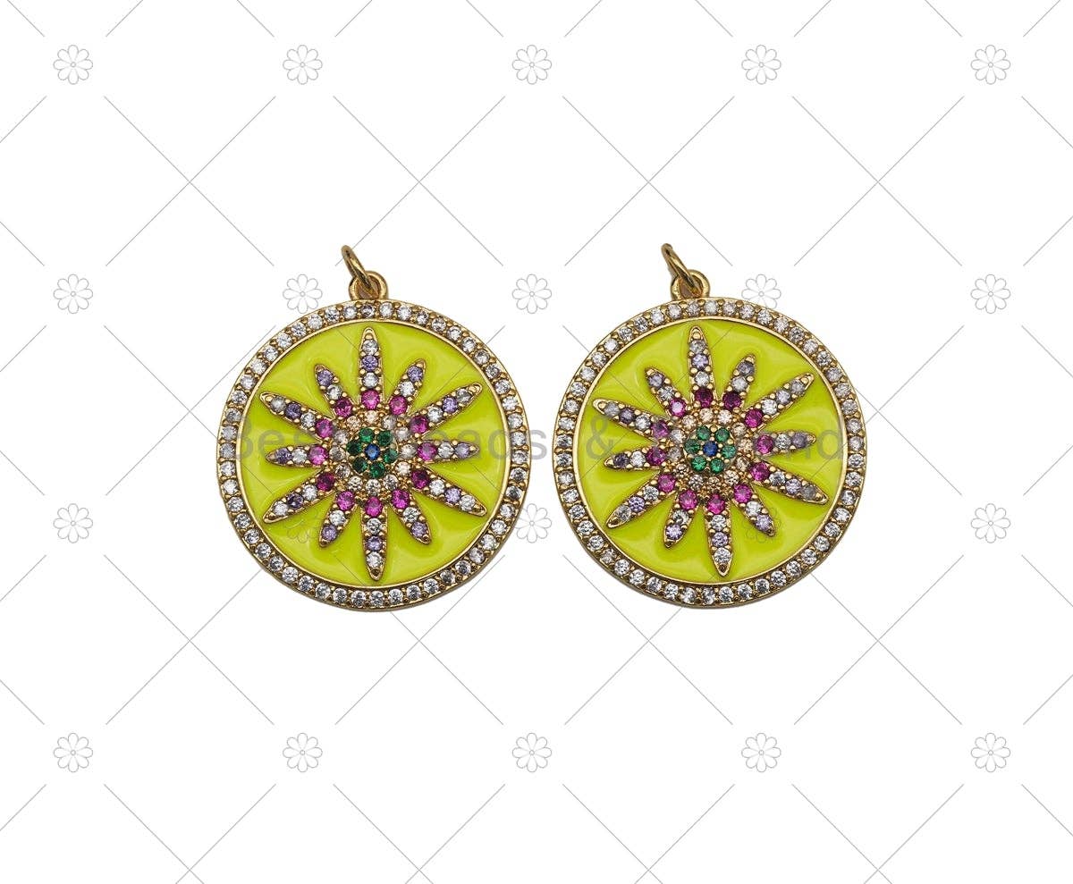 Enamel Sunflower Charm, Sku#Y592