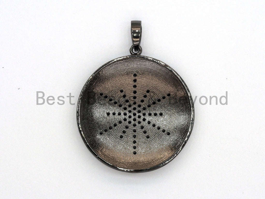 CZ Micro Pave Large 36x39mm Star on Round Disc Pendant, Star