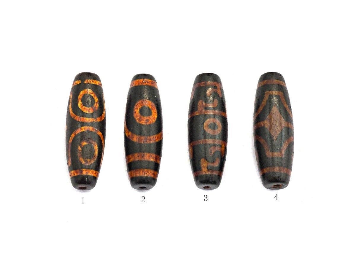 Natural Tibetan Agate Long Oval Shape Beads, Black Brown Dzi beads, Barrel Agate Beads, 10X30mm, sku#U560