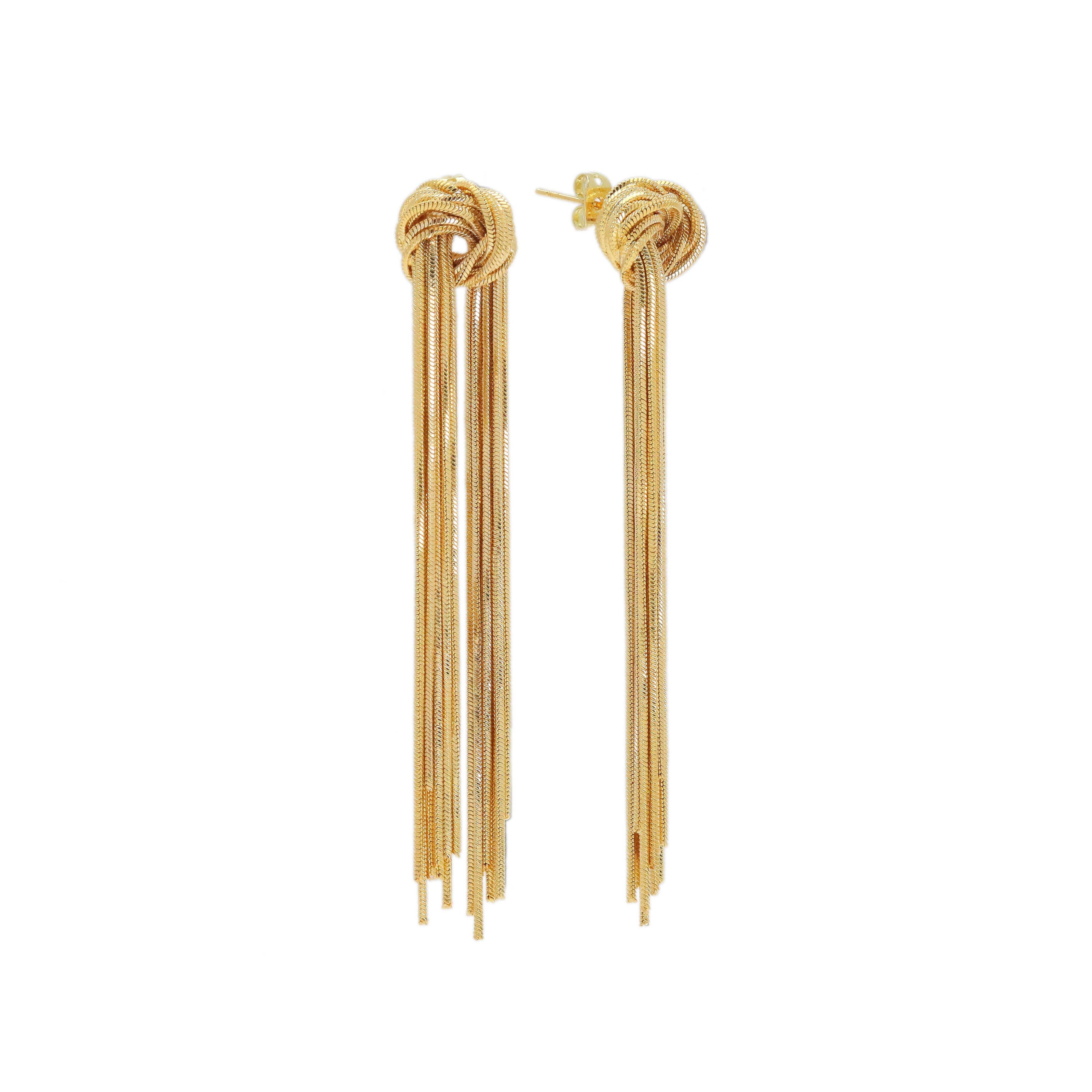 Gold Tassel Chain  Earrings, Sku#ZX200