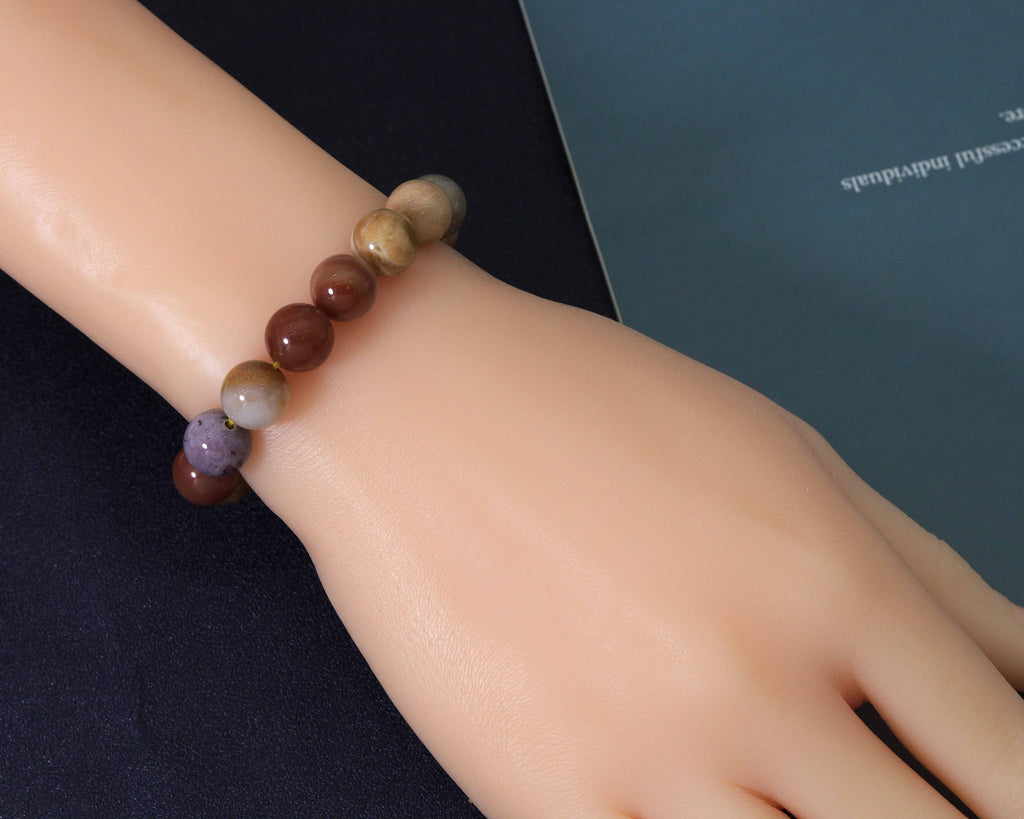 Wood Agate Stretchy Bracelet, Sku#EF125