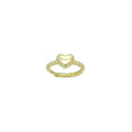 Gold Puffy Heart Hammered Thin Adjustable Ring, Sku#LD651c