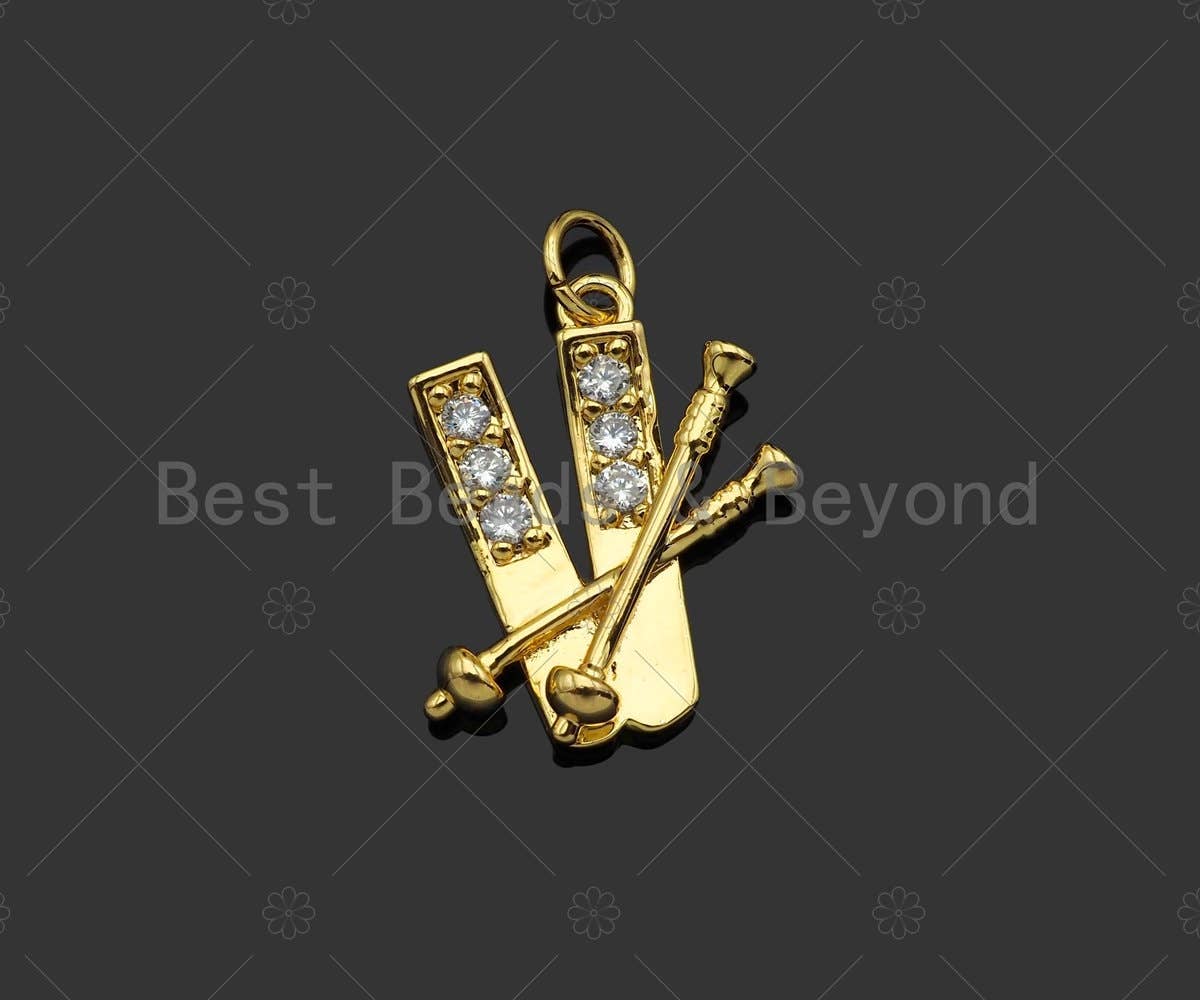 Gold Filled CZ Micro Skating Board Shape Pendant, 18K Gold Filled Skating Charm, Necklace Bracelet Charm Pendant,18x19mm,Sku#Y462
