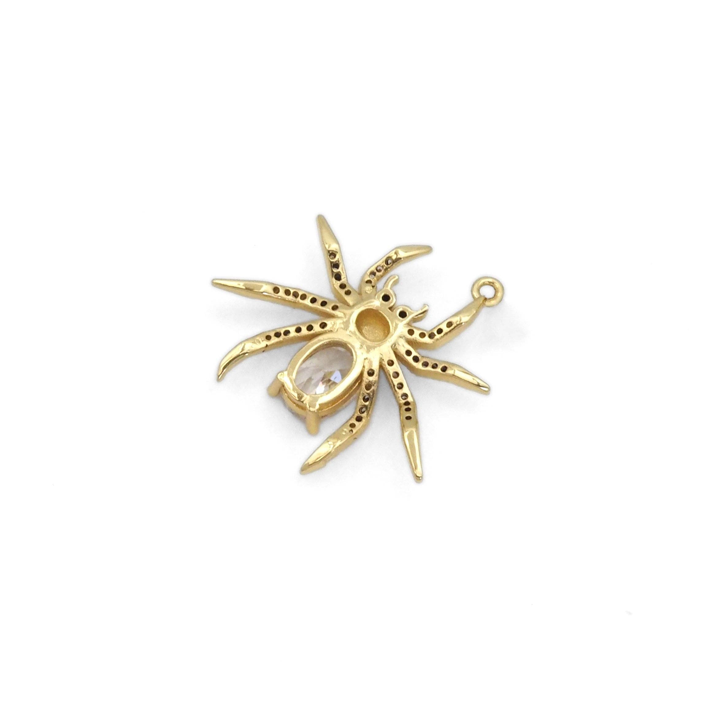 ClearCZ Gold Silver Spider Shape Charm, Sku#B363