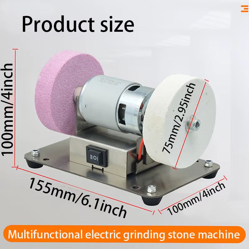 100W Double Grinder Machine Artifact Table Grinder Motor Micro Coarse and Fine Polishing Electric Grinding Wheel Grindig Stone