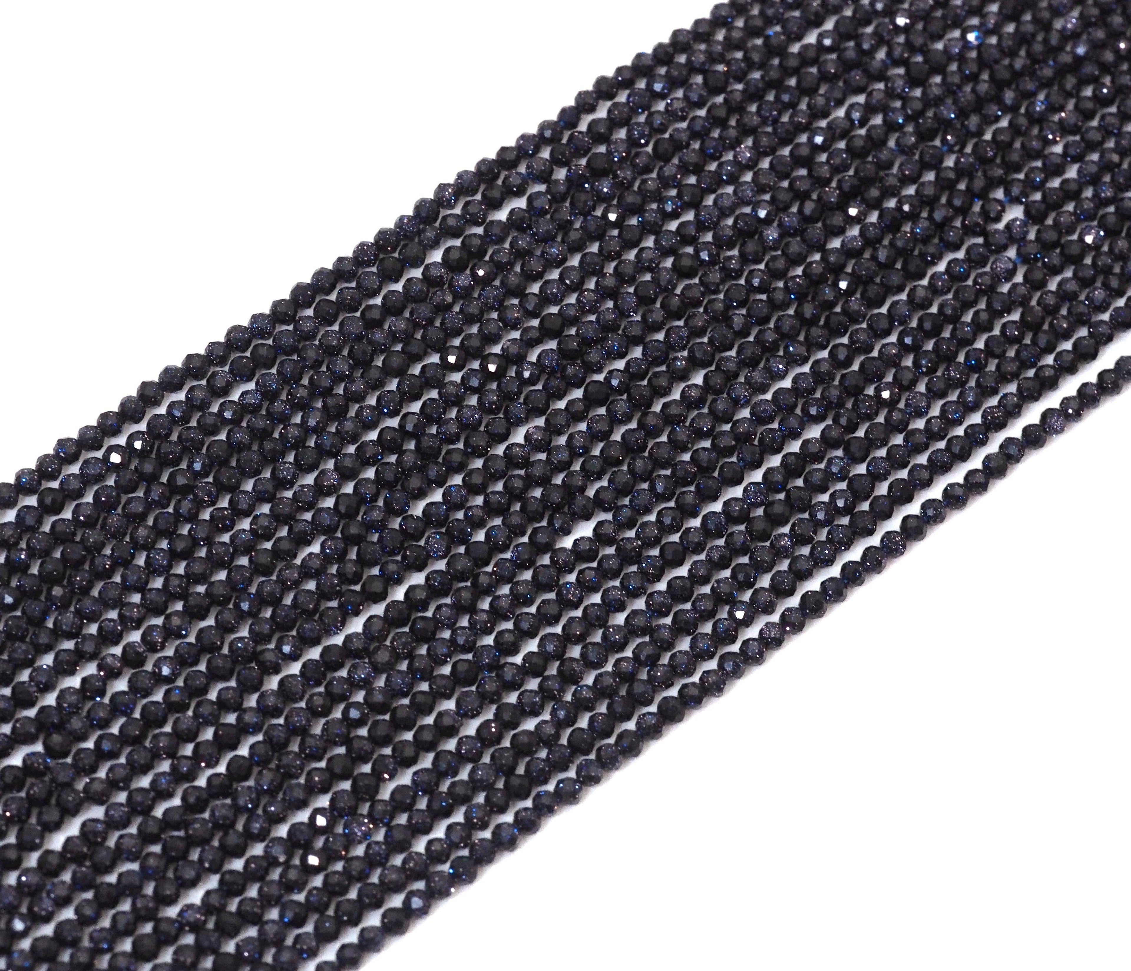 Blue Goldstone Round Faceted Beads, 2mm/3mm/4mm, Sku#U1481