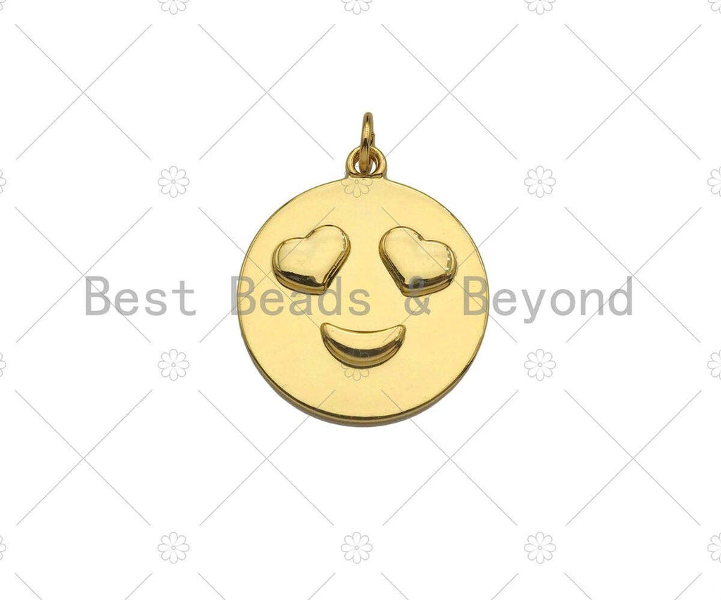 Gold Filled Smiley Face Shape Pendant, 18K Gold Filled Medallion Charm, Necklace Bracelet Charm Pendant, 20x23mm, Sku#Y440