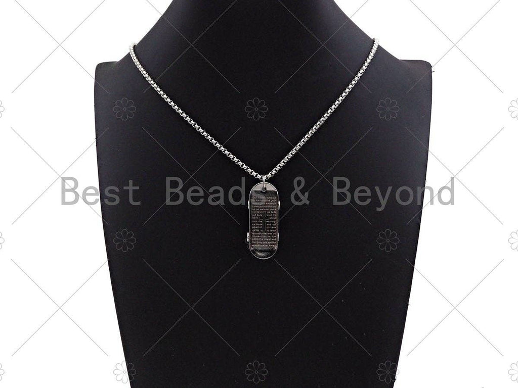 Collier chaîne avec pendentif skateboard - Pendentif croix gravé verset biblique, collier pour homme en acier inoxydable - Collier avec pendentif, sku#L344