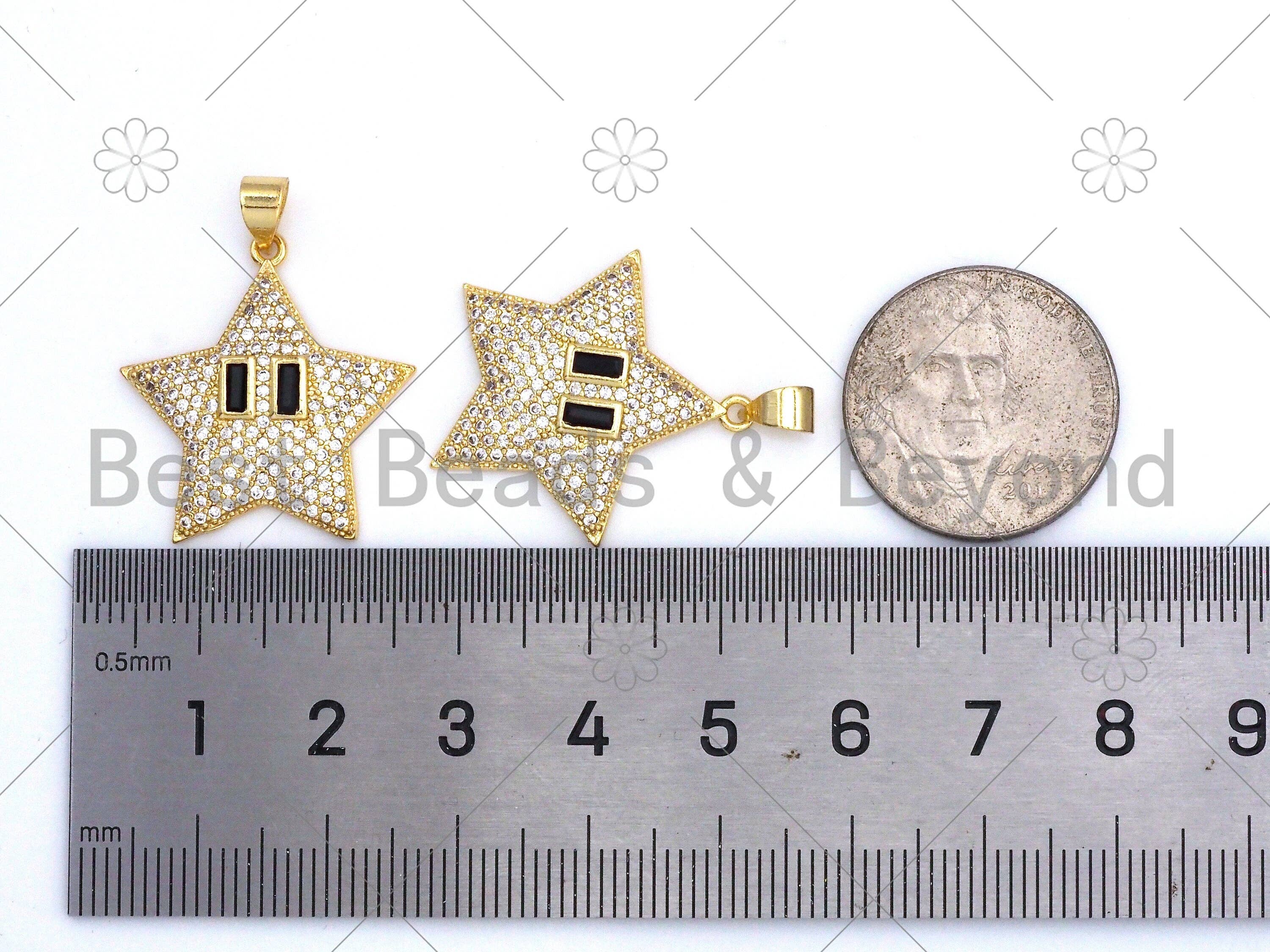 CZ Micro Pave Five Point Star With Eye Shape Pendant/Charm,18K Gold Filled Star Charm, Necklace Bracelet Charm Pendant,21x25mm,Sku#LK379