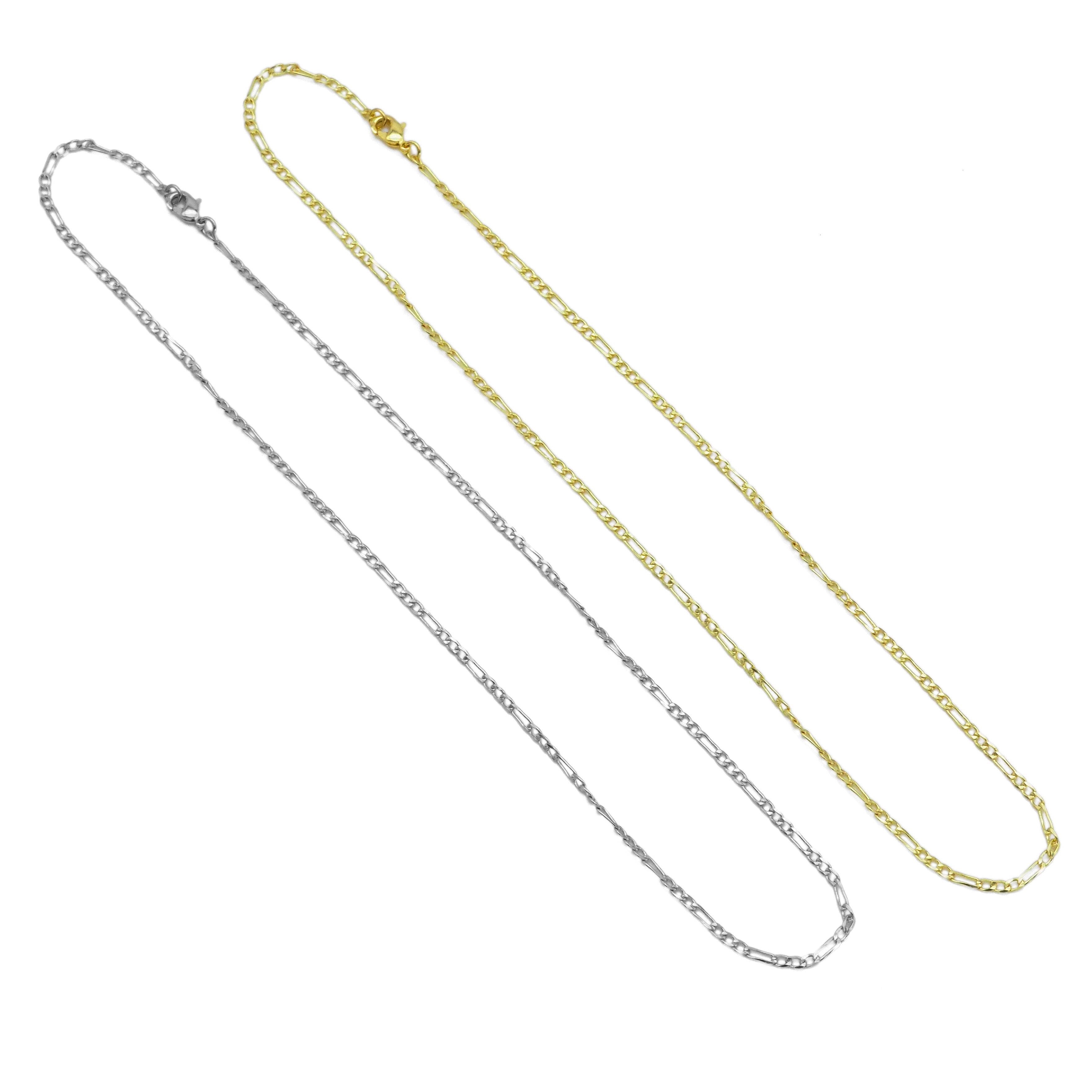 18K Gold Finished Figaro Chain Necklace,SKU#JD04/LD593