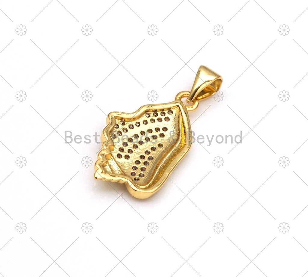 CZ Micro Pave Sea Snail Shape Pendant, 18K Gold Filled Cubic Zirconia Snail Charm, Necklace Bracelet Charm Pendant, 23x14mm, Sku#LK466