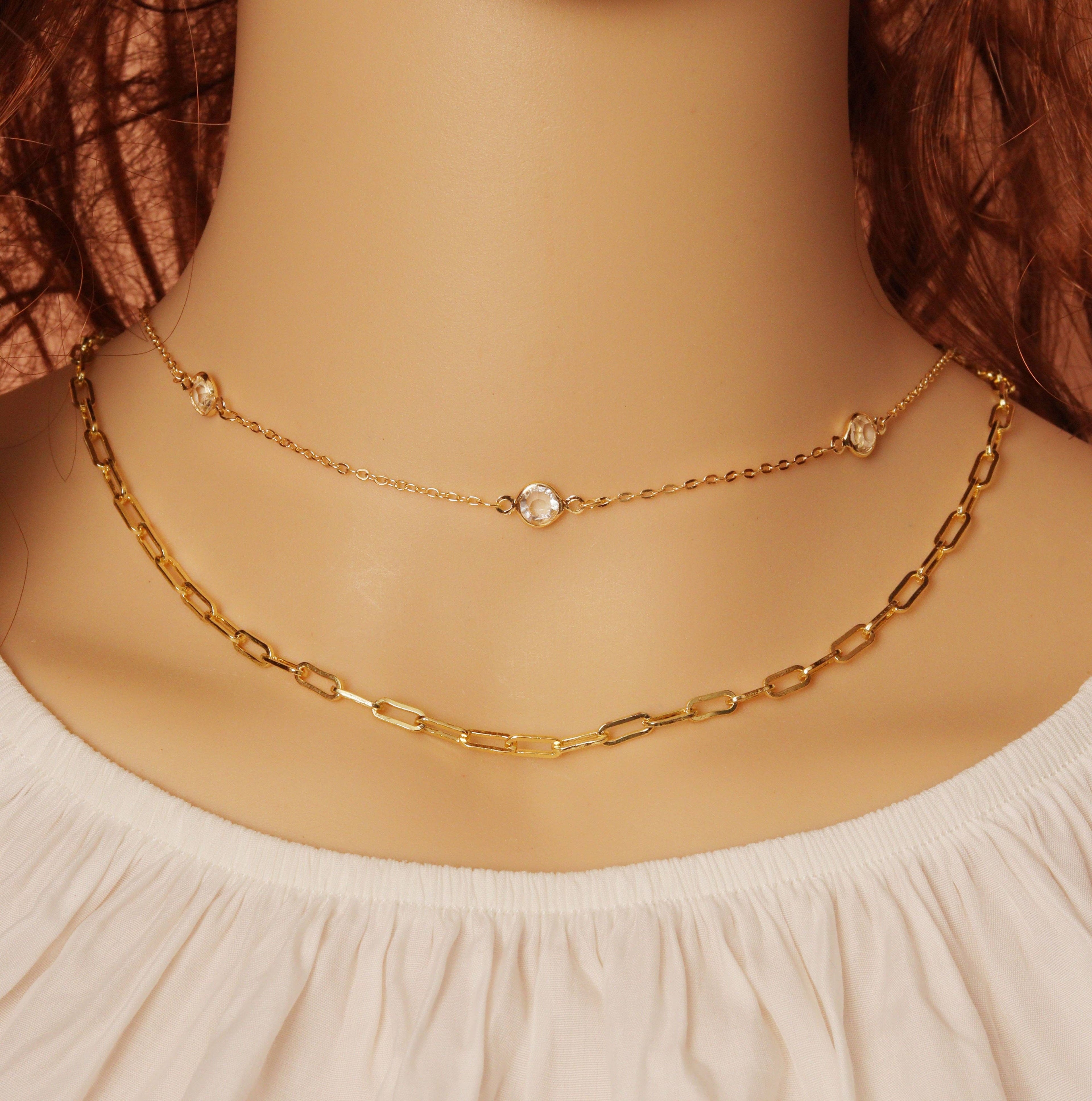 Small Link Paperclip Necklace Bracelet, sku#EF222