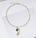 Personalized Blue Constellation Drop Coin Necklace, Sku#CL27