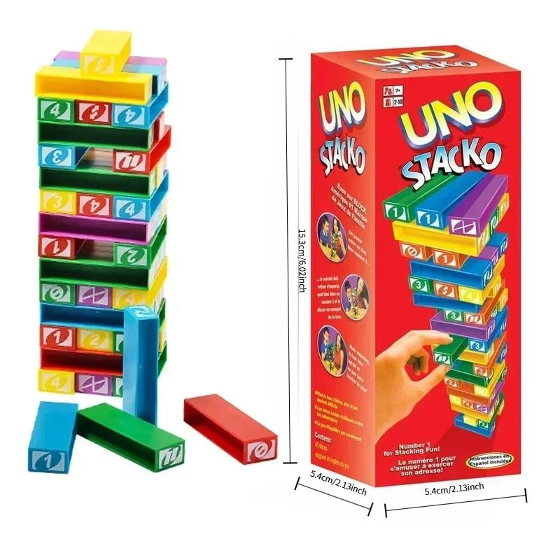 Stacko UNO Card Board Games Family Entertainment Poker Party Early Education Puzzle Stackoed Toy Playing Cards Birthday Gift