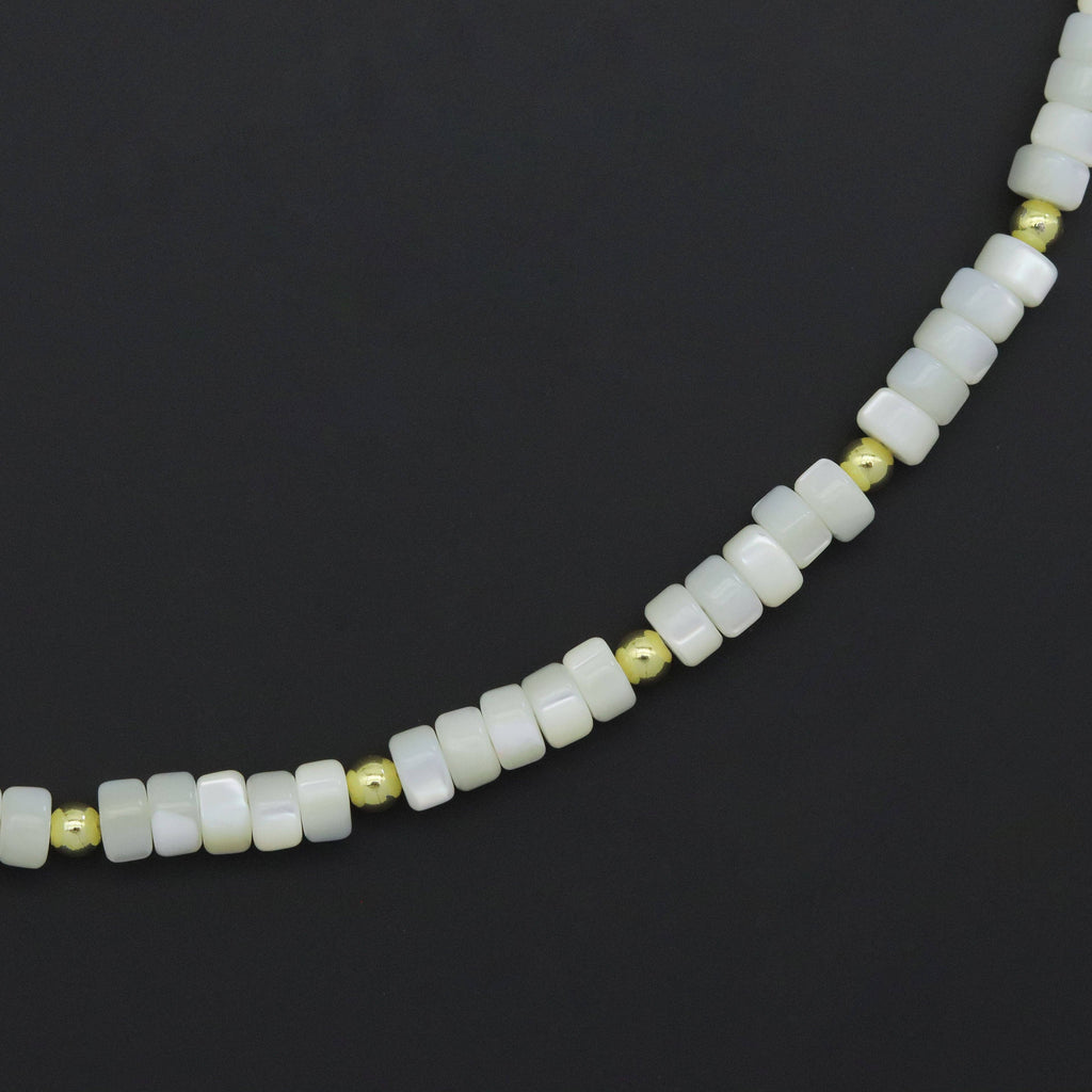 Heishi Pearl Necklace with Gold Ball spacer, sku#EF549