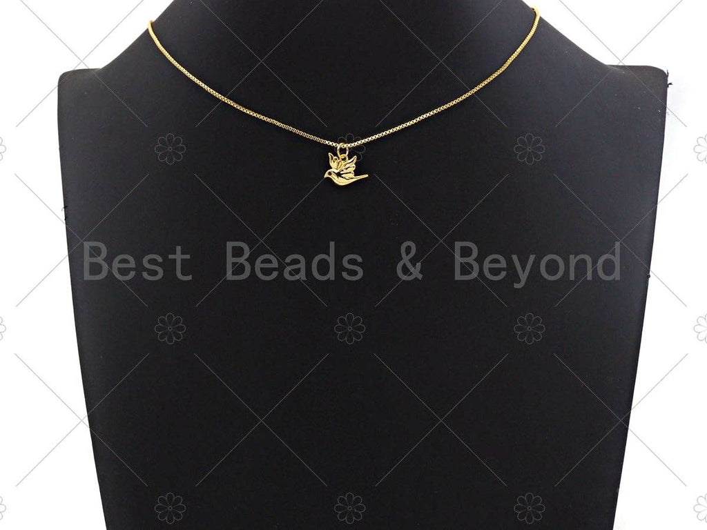 Peace Dove Bird Pendant/Charm, Dove Cubic Zirconia Pendant, Gold/Rose Gold/Silver Tone, 11x14mm, Sku#Y267