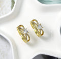 CZ Gold Criss Cross Link Adjustable Ring, Sku#LD339