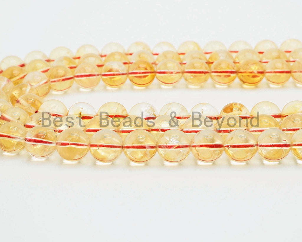 Quality Natural Citrine Beads,Round Smooth Yellow Gemstone Beads, Loose Gemstone Beads,Yellow Clear beads,15.5inch strand,SKU#U331