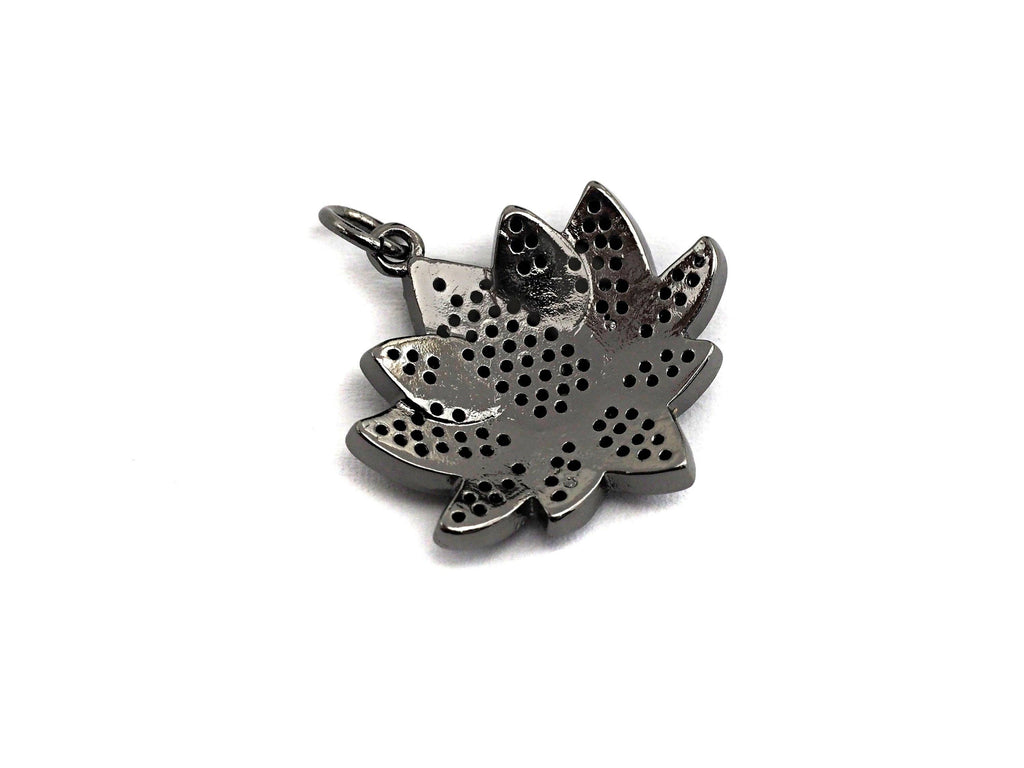 CZ Micro Pave Lotus Flower Shaped Pendant/Charm, Yoga Cubic Zirconia Pendant Charm, 21mm,sku#Z572