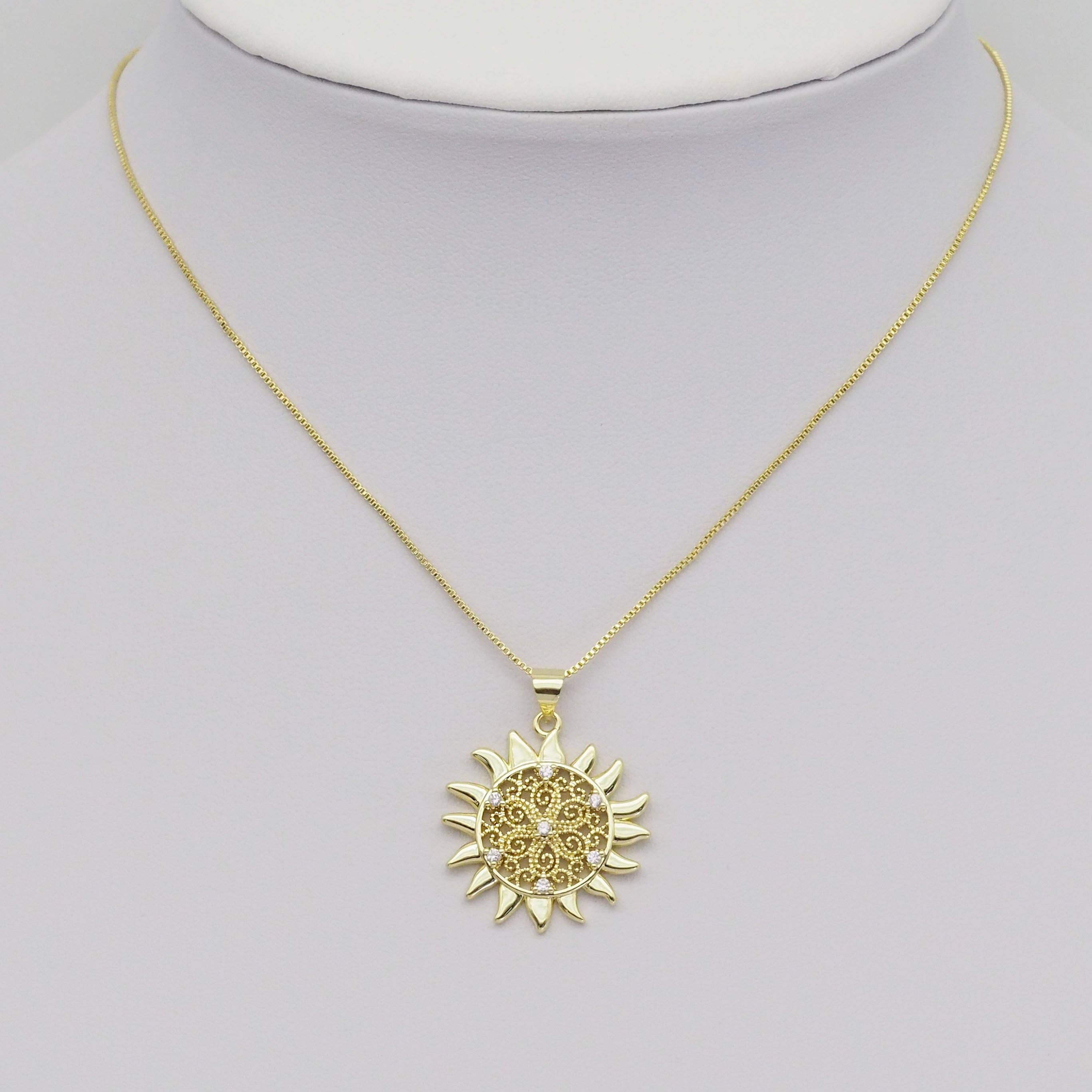 Clear CZ Filigree Flower Sun Charm, Sku#LX370