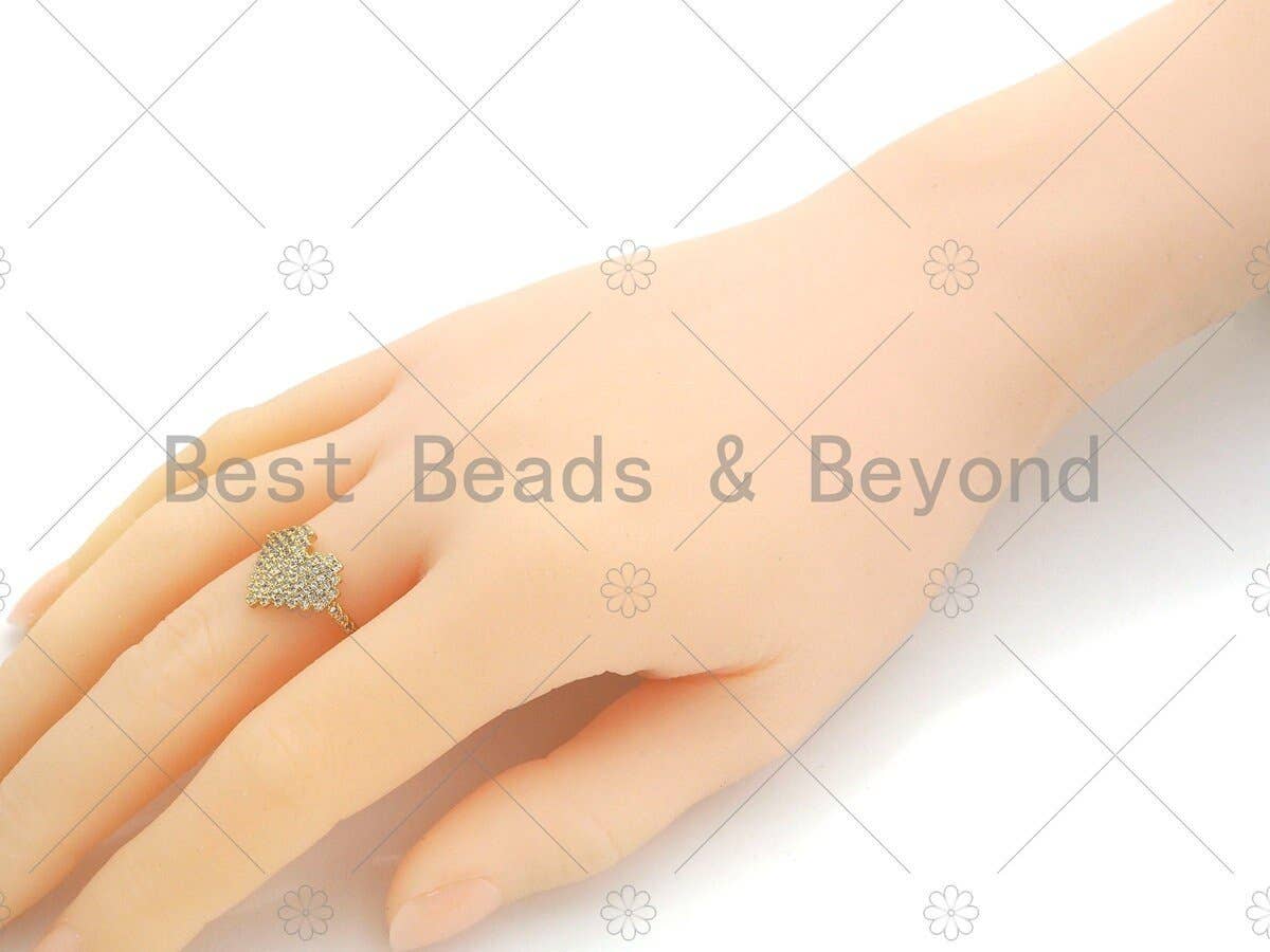 CZ  Heart Shape Adjustable Ring, Sku#X257