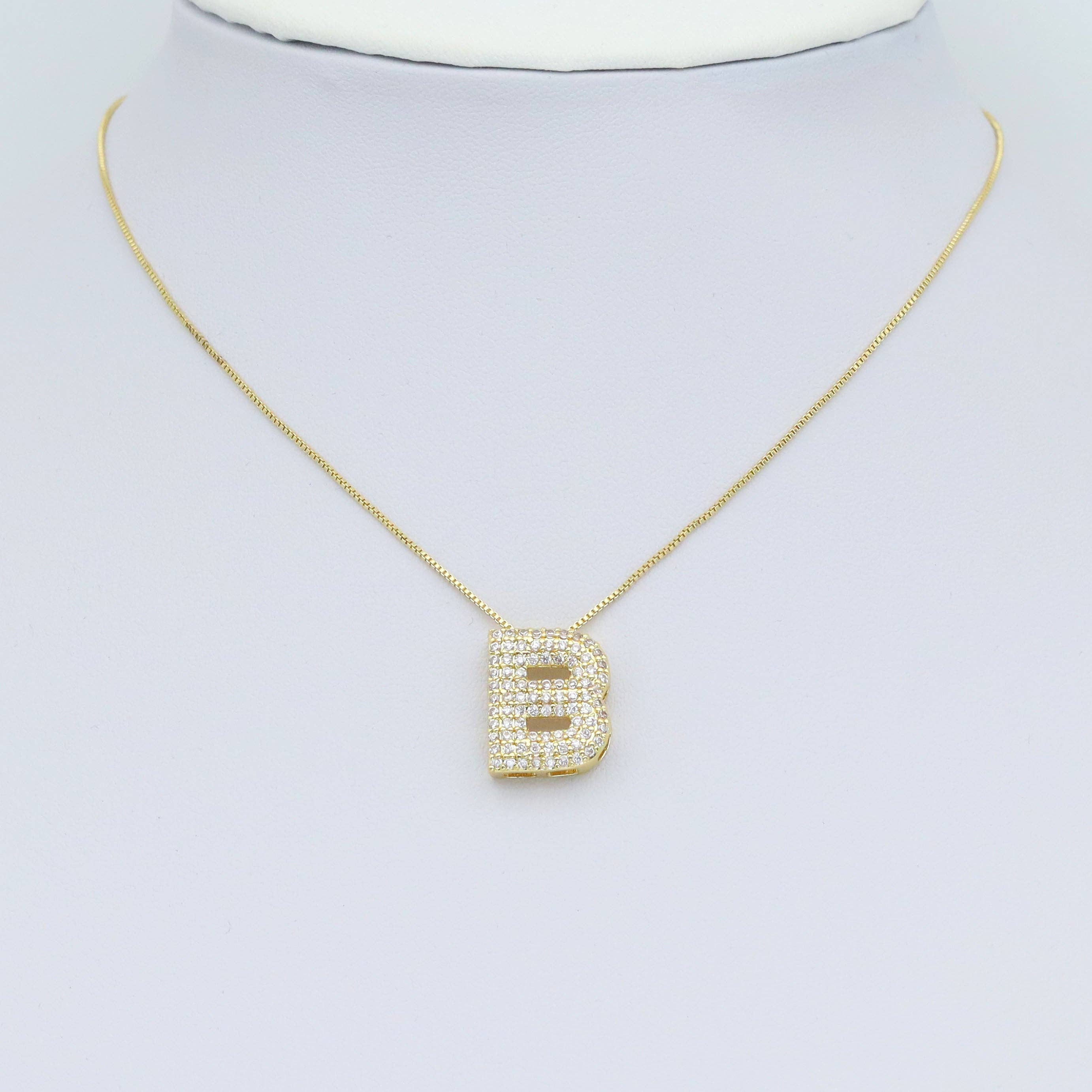 Gold Silver Clear CZ Initial Letter Charm, Personalized Charm, Sku#A364