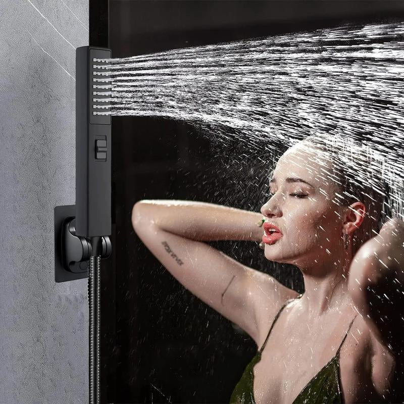 6/8"High Pressure Square Rainshower Head and 2-In-1 Handshower.Equipped with 78"Hose, 3Way Diverter Valve,Adhesive Showerhead Holder New Shower Rainfall Water Flow Stainless Steel Installation