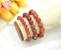 High Quality Natural Orange Red Banded Agate Stretchy Bracelet, 8mm/10mm/12mm Elastic Fit Round Smooth Bracelet, 7.5'' Bracelet, Sku#EF14