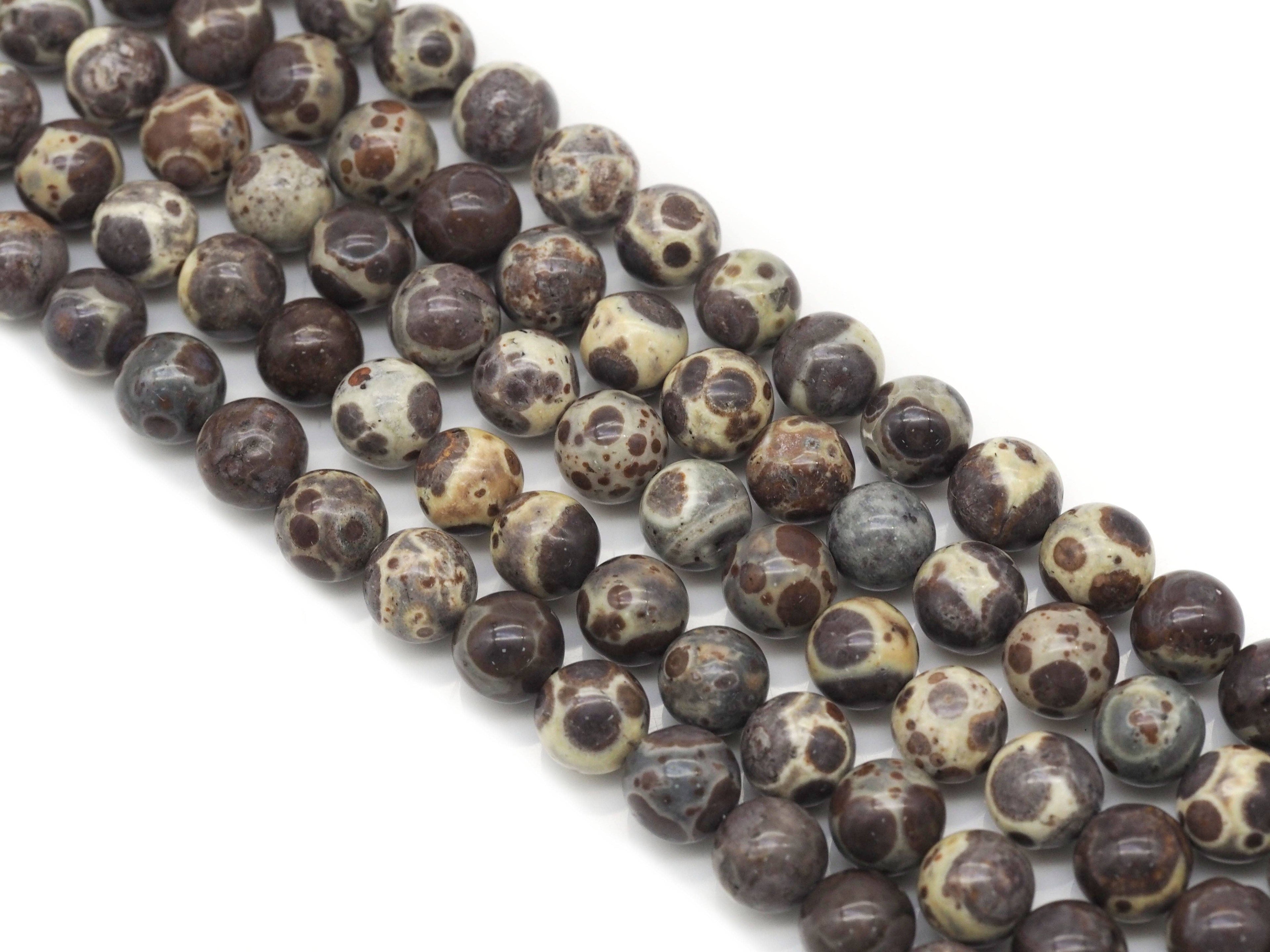 Genuine Brown Ocean Jasper Round Smooth Beads, Sku#U1353
