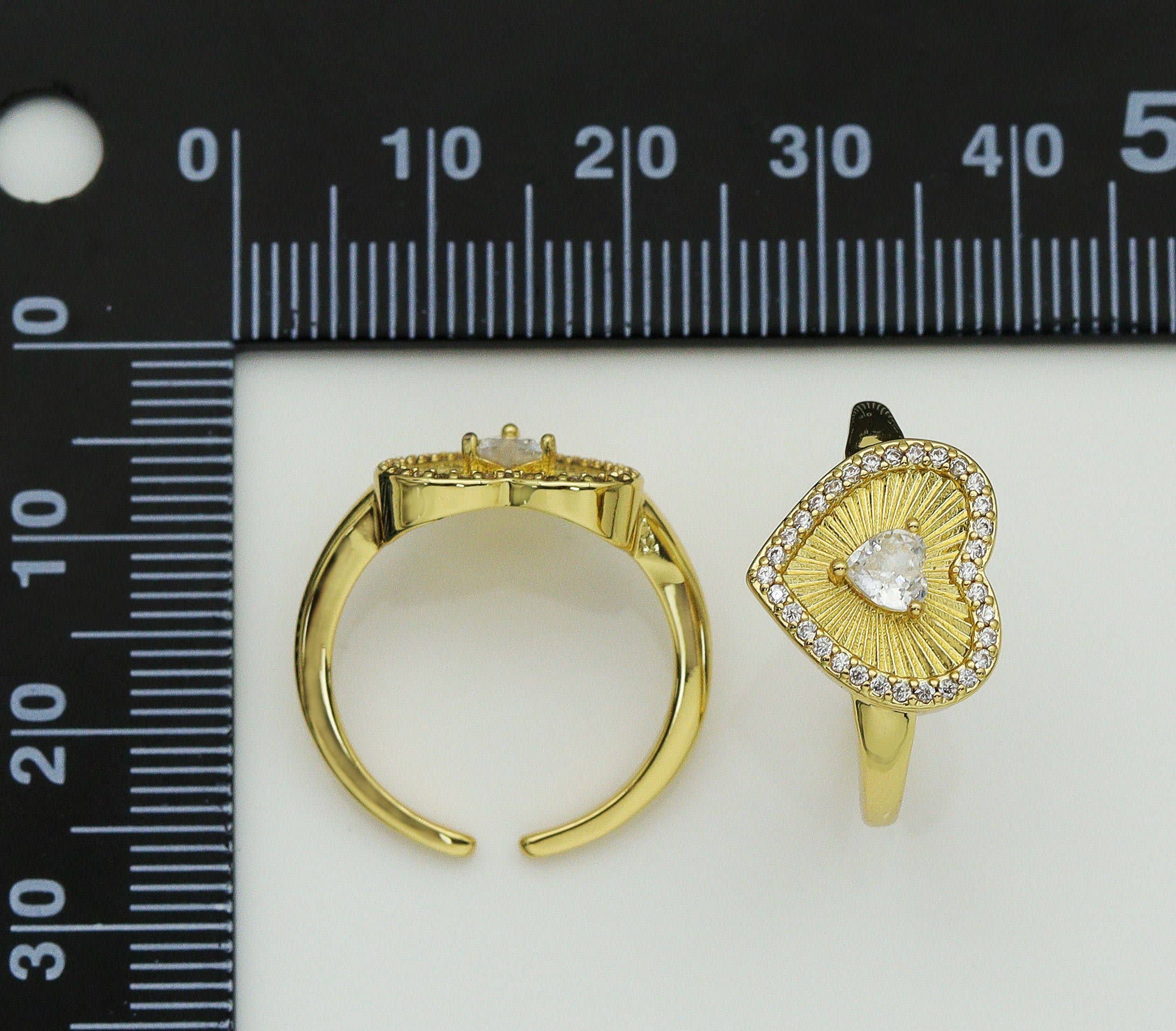 CZ Heart Adjustable Ring, Sku#X329