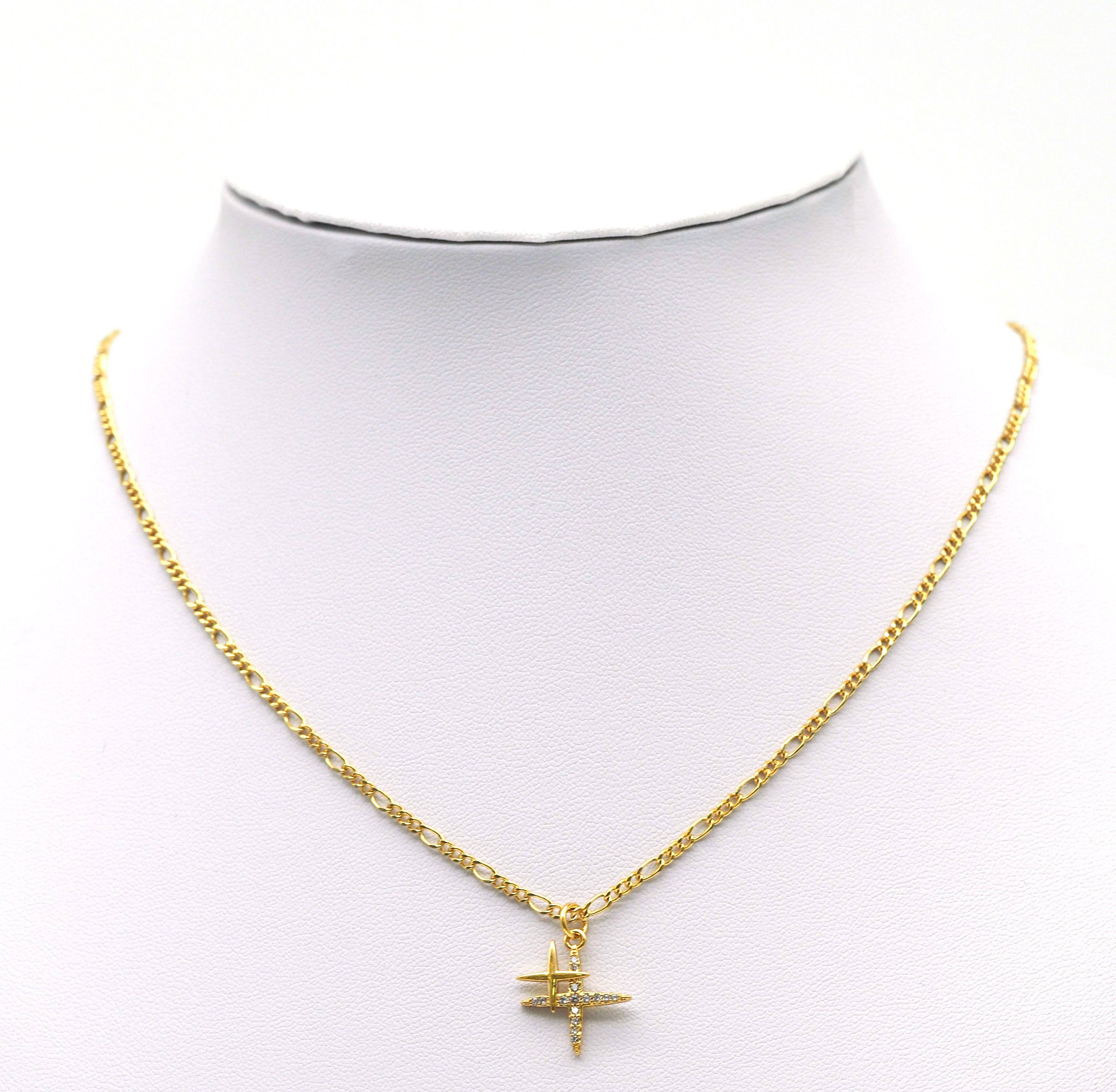 CZ Double North Star Charm, Sku#F1481