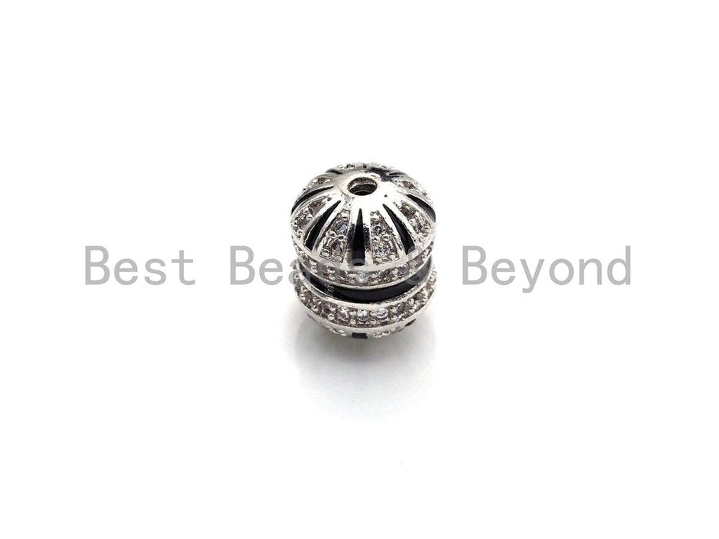 CZ Pave Pillow Shape beads, Cubic Zirconia Spacer Beads, 9x10mm, Men's Jewelry Findings,sku#Z932