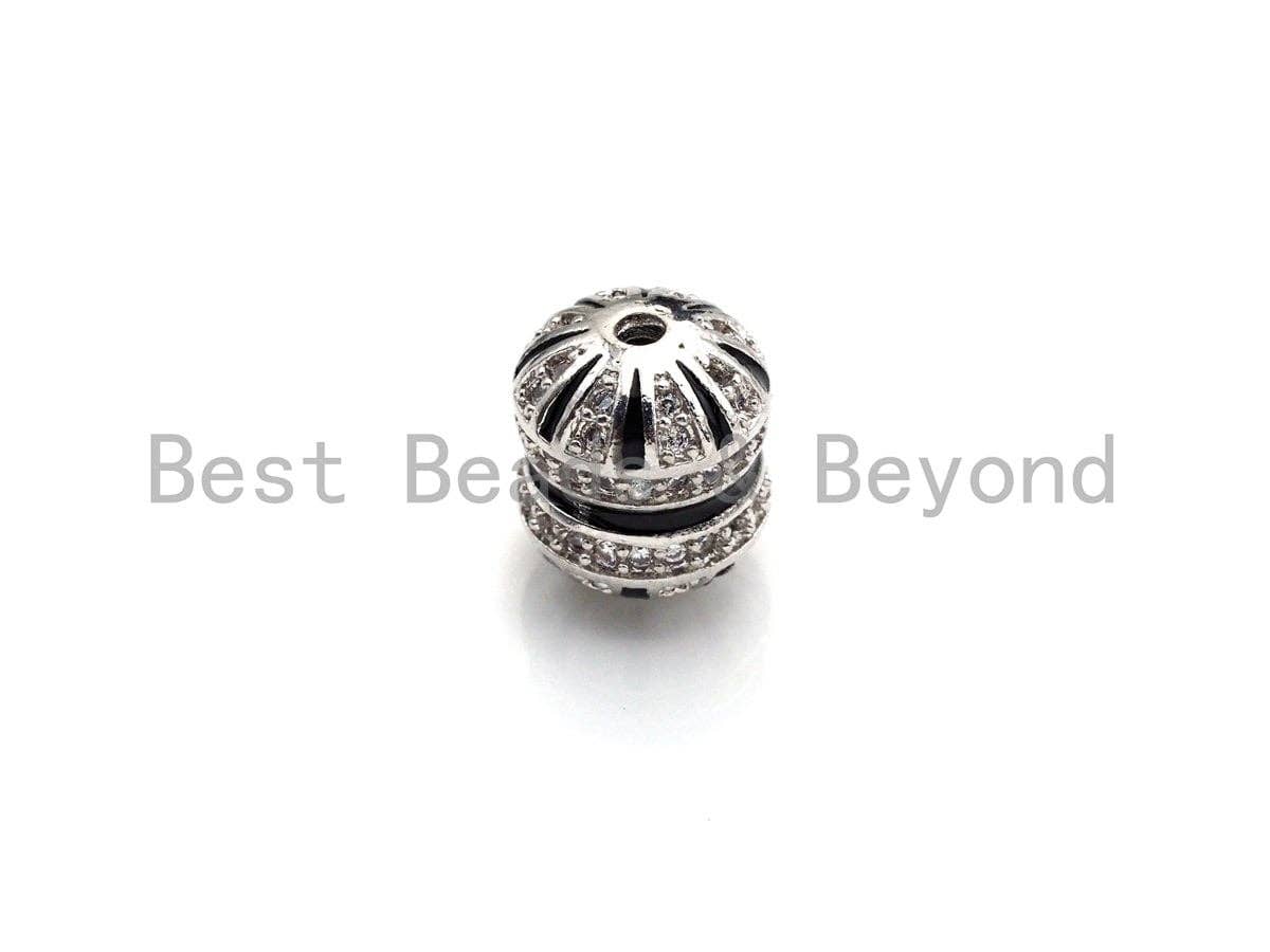 CZ Pave Pillow Shape beads, Cubic Zirconia Spacer Beads, 9x10mm, Men's Jewelry Findings,sku#Z932