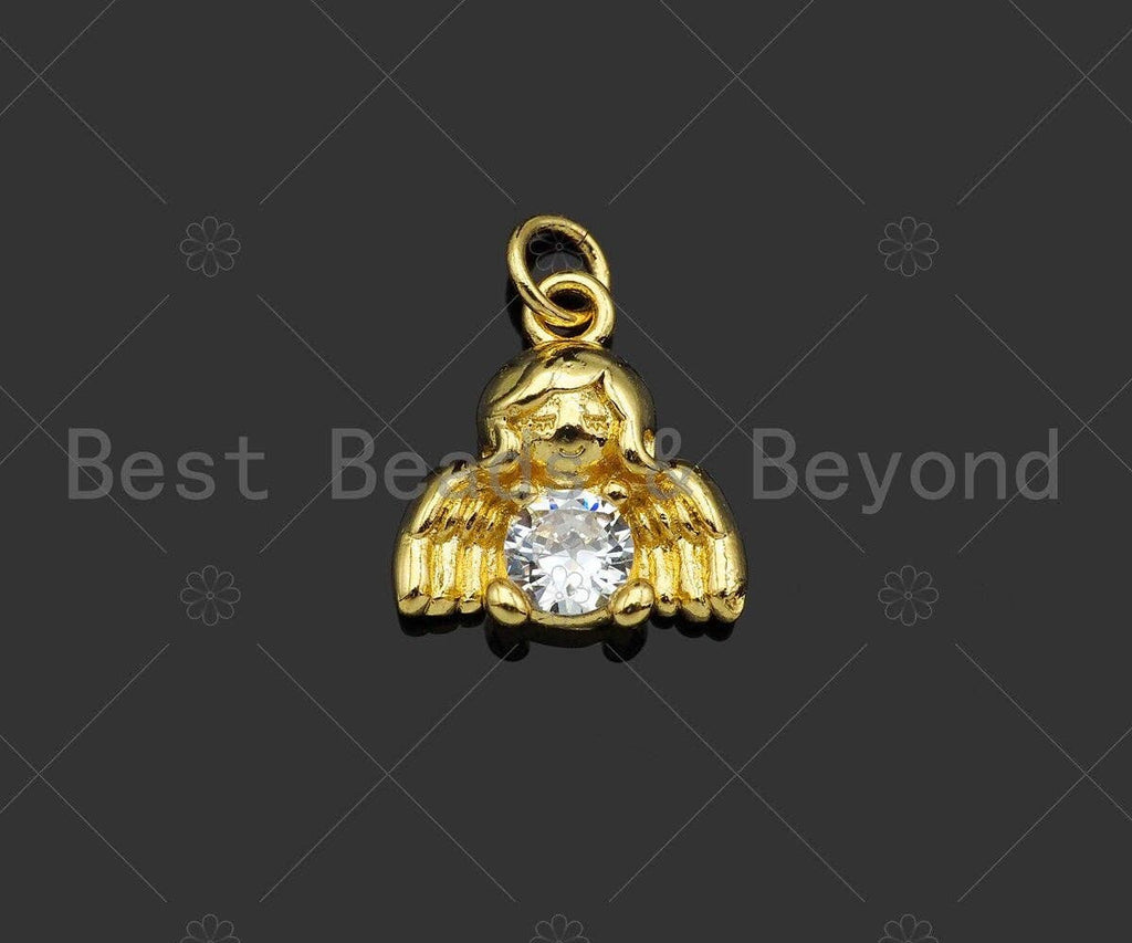 Gold Filled CZ Micro Pave Cute Angel Shape Pendant,18K Gold Filled Angel Charm, Necklace Bracelet Charm Pendant,15x14mm,Sku#LK343