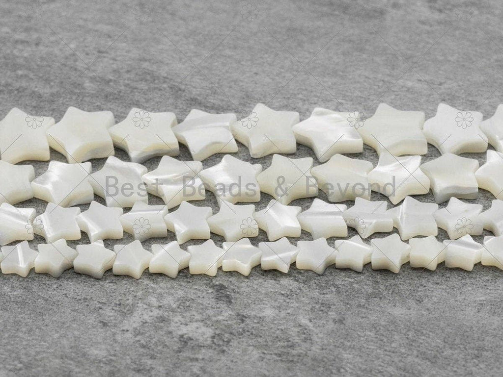 Quality White Shell Five Point Star Shape Beads, 6mm/8mm/10mm/12mm/15mm Mother of Pearl Beads, 15.5'' Full Strand, Sku#T12