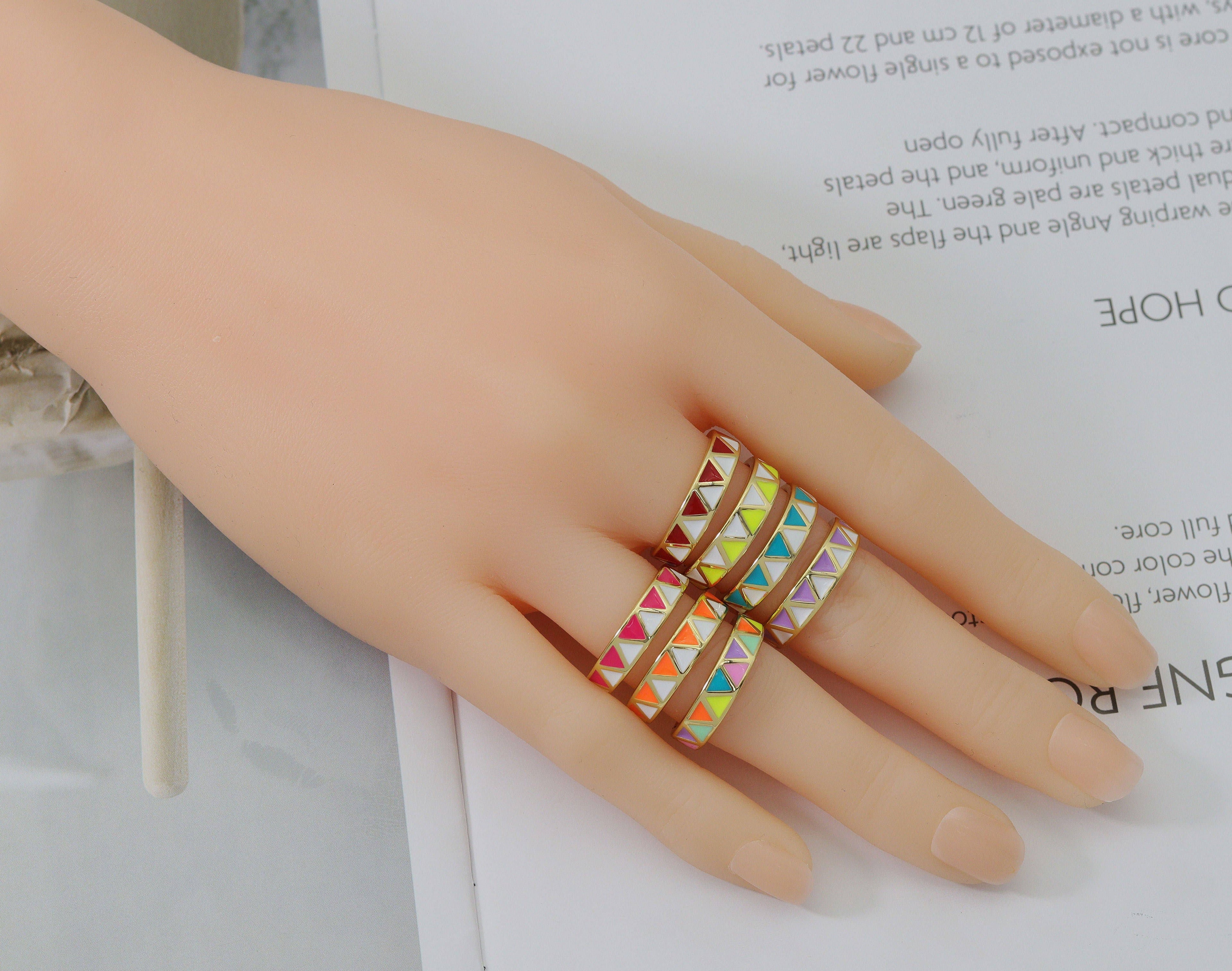 Enamel Triangle Adjustable Ring, Sku#X328