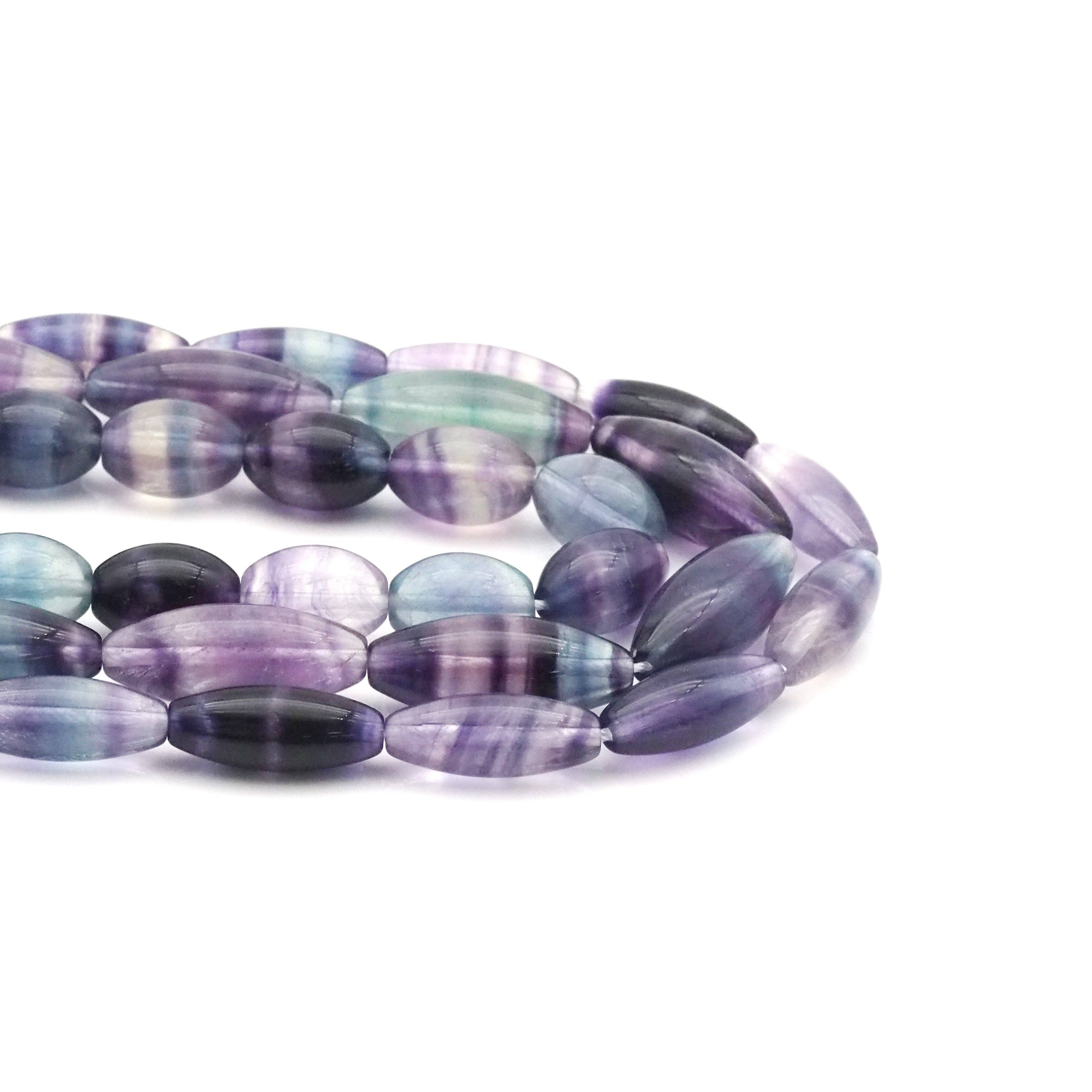 Genuine Fluorite Smooth Rice Beads, 10x14mm/8x20mm/10x25mm, Sku#U1561