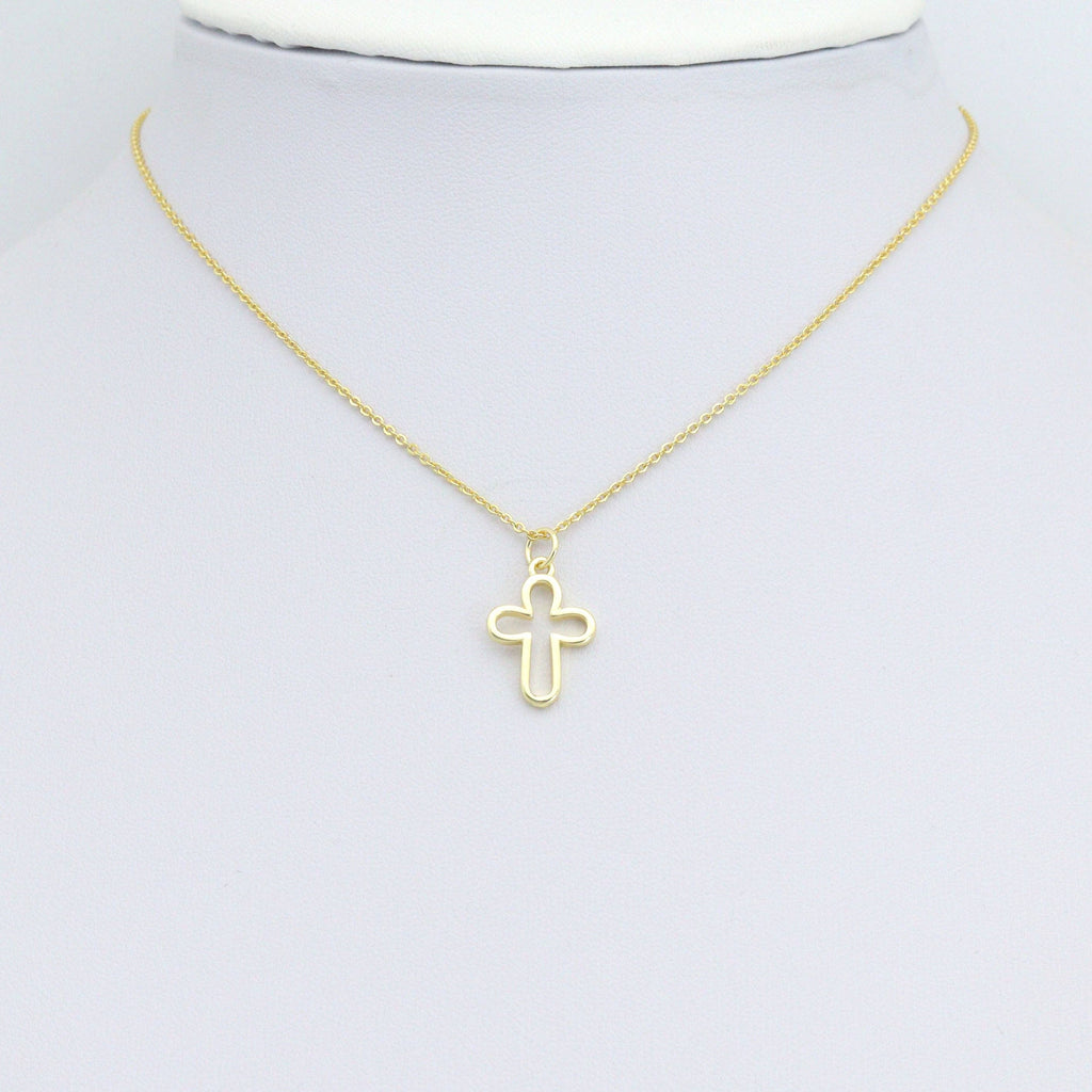 Gold /Bright Silver Frame Cross Charm Pendant,Sku#LD725