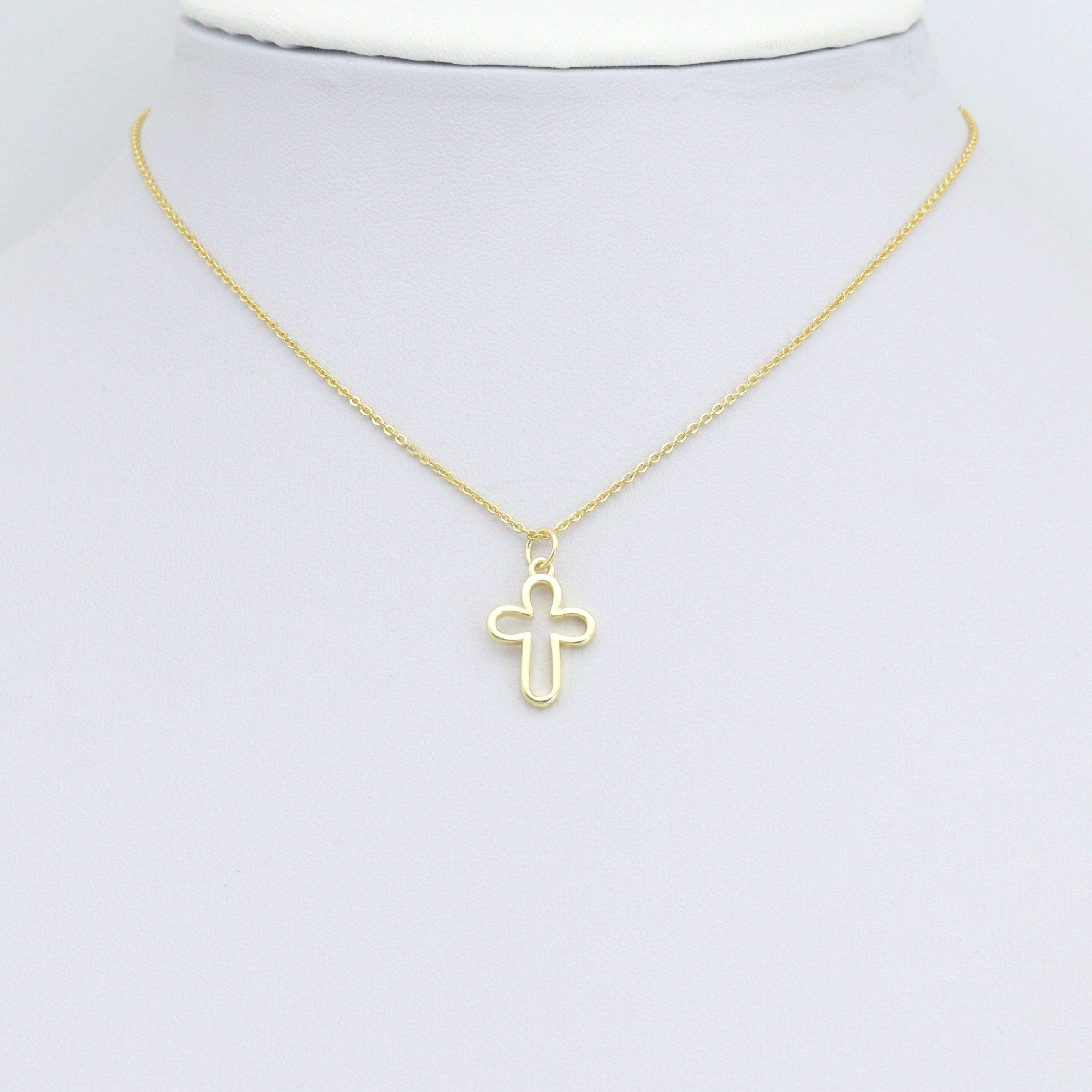 Gold /Bright Silver Frame Cross Charm Pendant,Sku#LD725