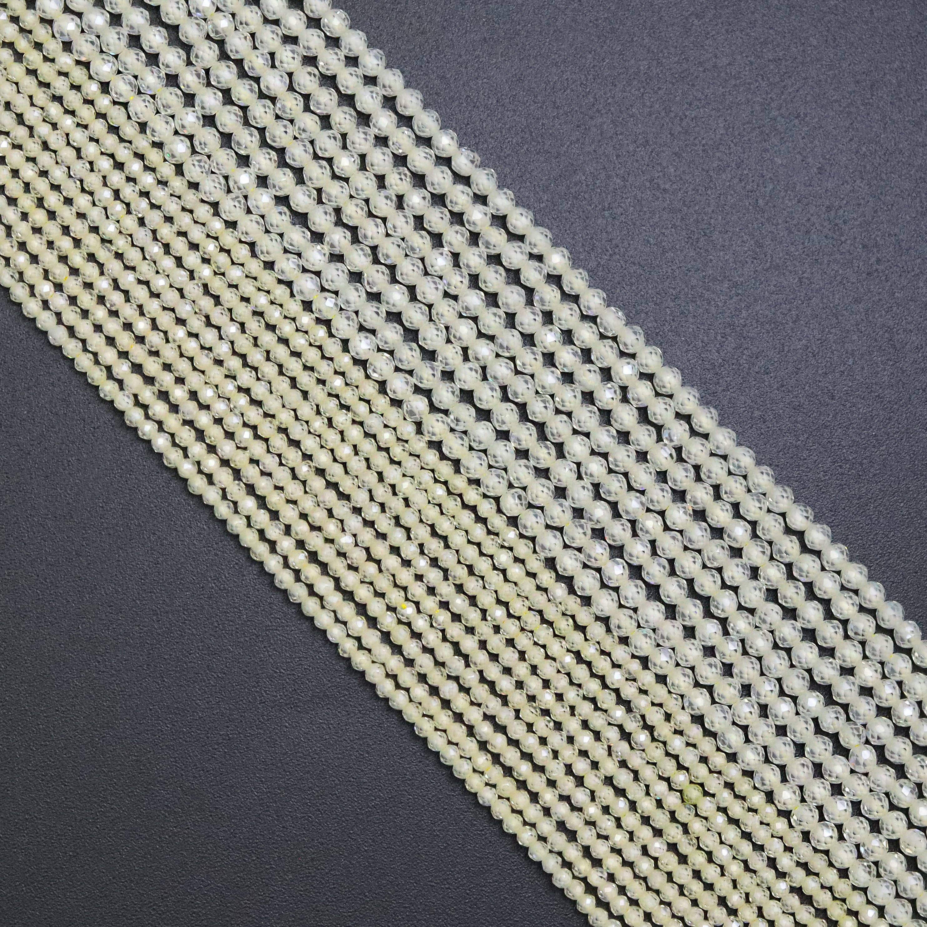Light Yellow CZ Round Faceted Beads, Sku#U1867