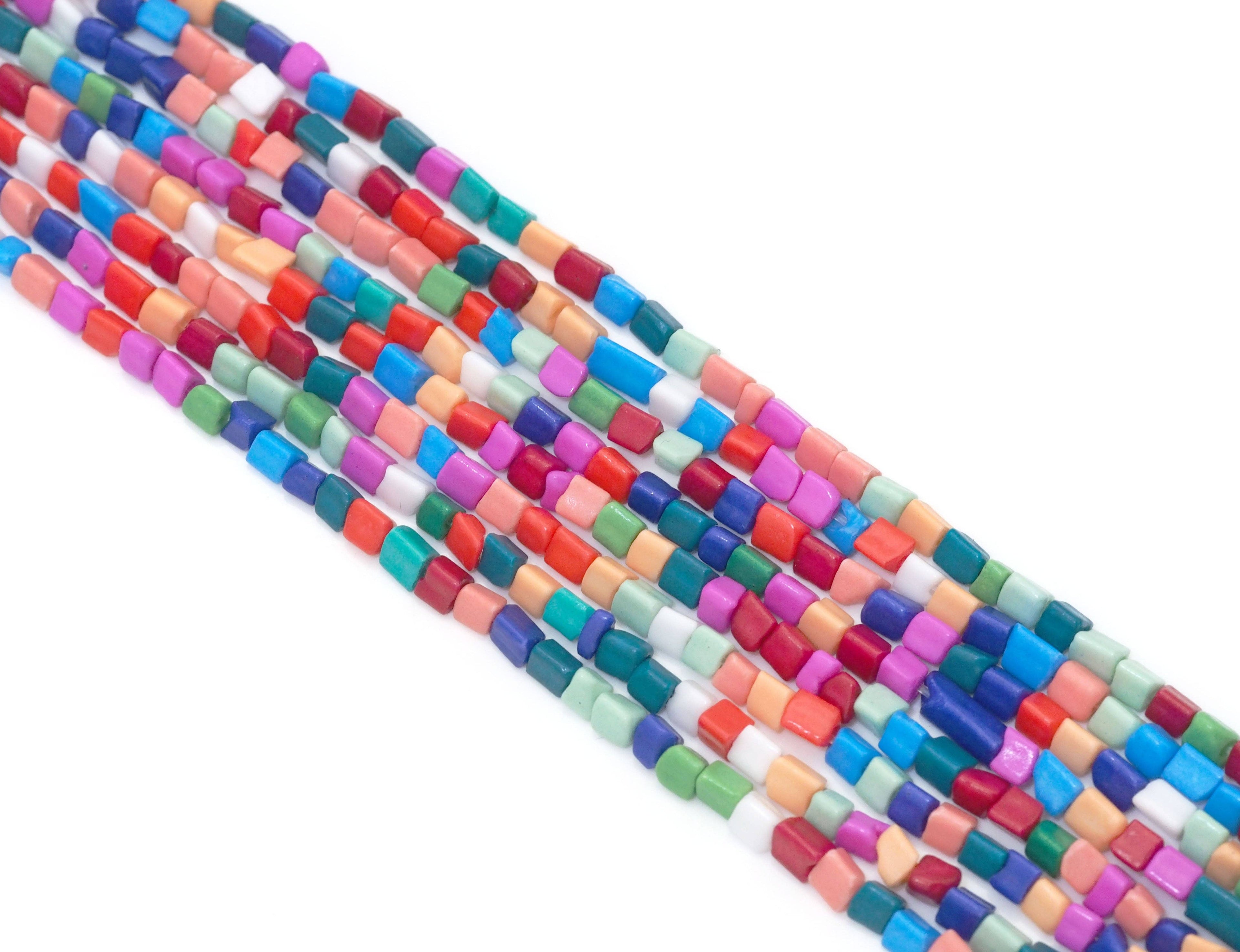 Mixed Color Glaze Triangular Prism Beads, 4mm, Sku#U1469