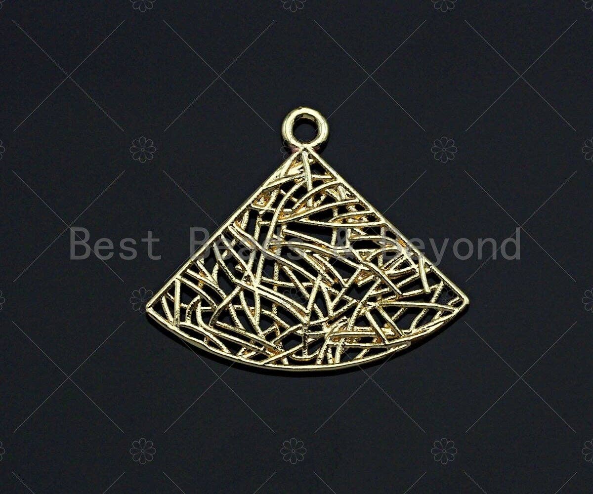 Filigree Gold Lacy Charm, Anchor/Ballerina/Fan/Oval/Triangle Brushed Gold Twisted Wire Charm Pendants for Earrings necklace making, sku#CP07