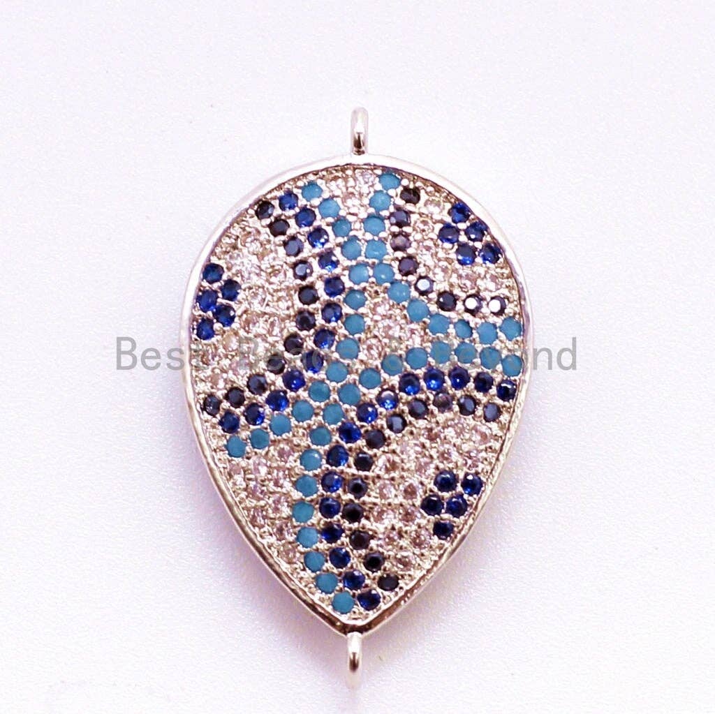 CZ Micro Pave Teardrop Evil eye connector/Link Finding, Clear CZ micro paved ,Cubic Zirconia CZ Space Connector,18x37mm, sku#E1C
