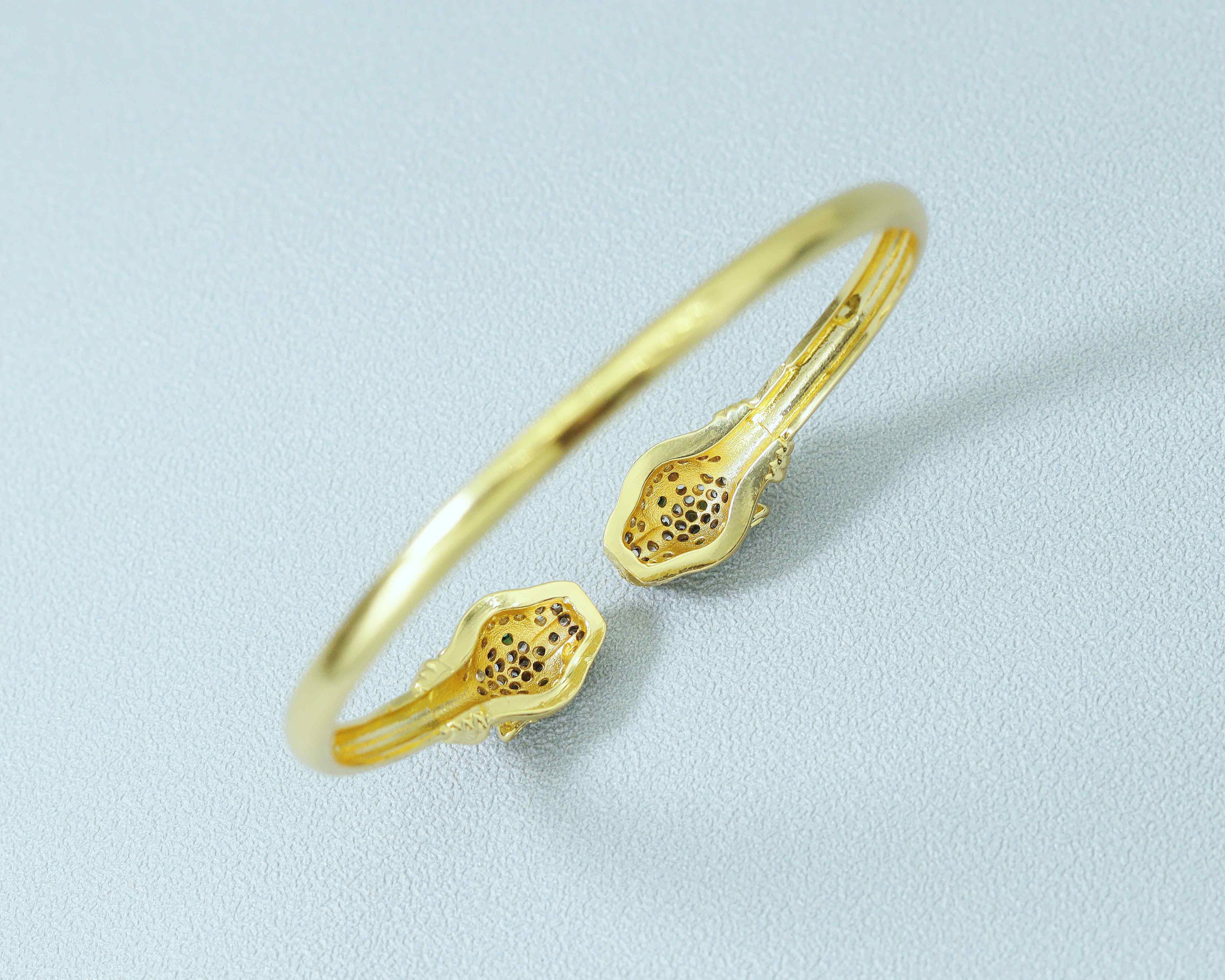 CZ Leopard Head Bangle Bracelet, Sku#LD220