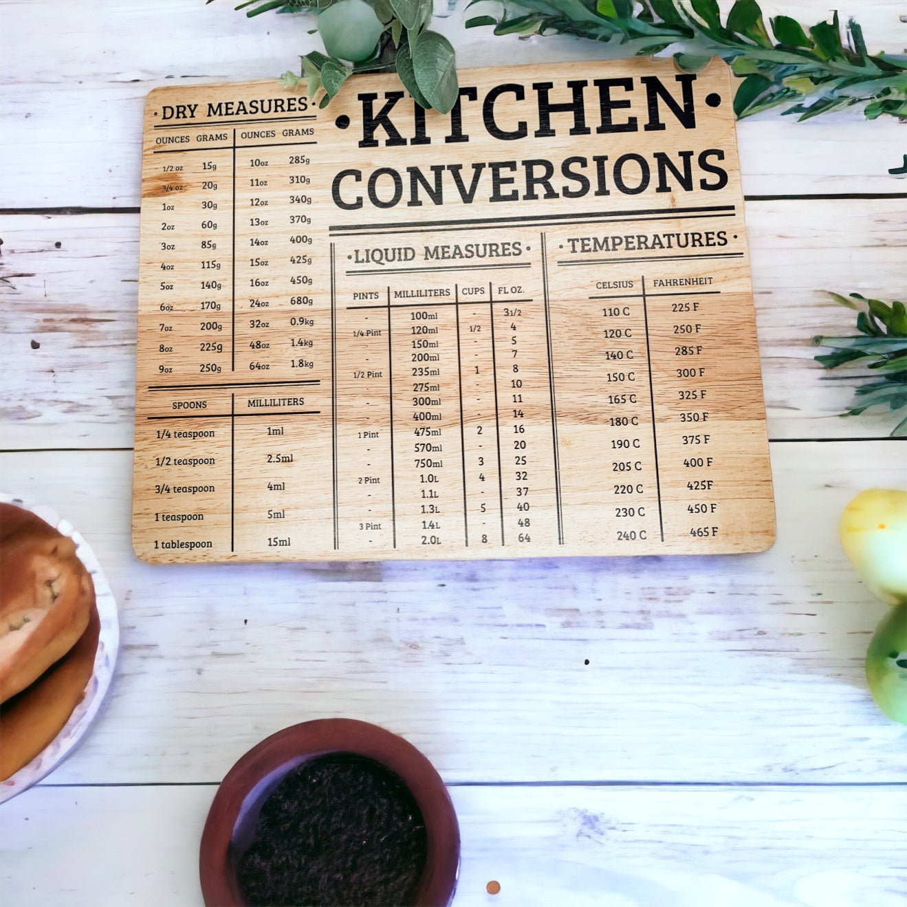 Bamboo Kitchen Conversion Board 12.75x10 Inch Measurement Countertop Decor Gift